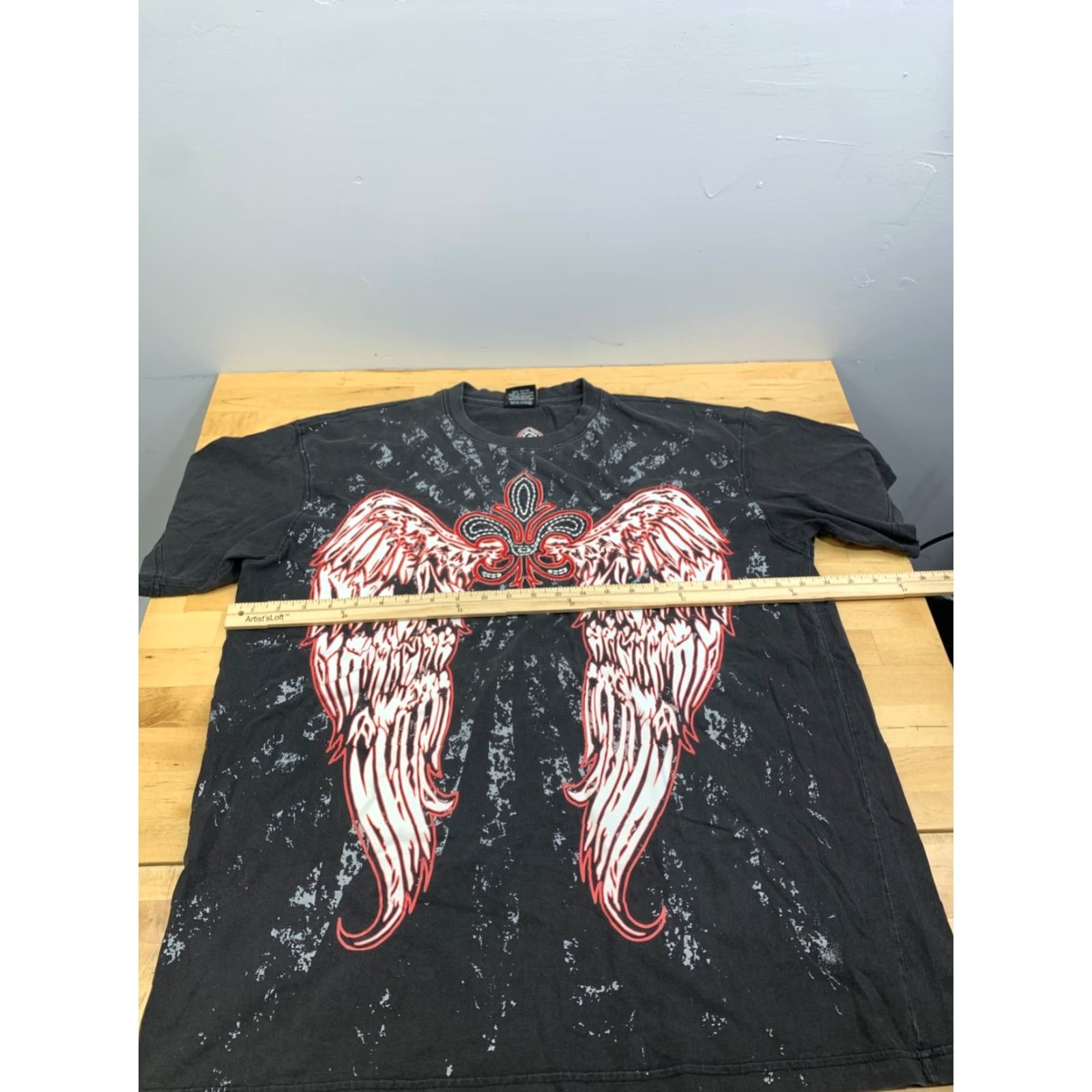 Vintage VINTAGE Fleur De Lis Shirt Mens XL Black Angel Wings Embroidered Y2K 12713 Size US XL / EU 56 / 4 - 5 Thumbnail