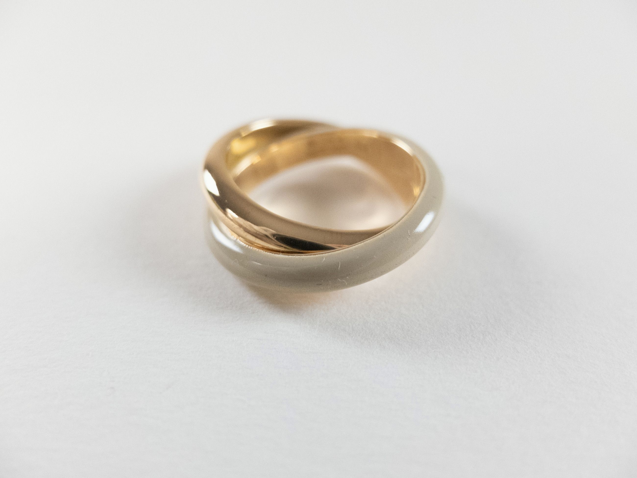 Bottega Veneta BOTTEGA VENETA gold & beige round silver double ring 8 17 q Size ONE SIZE - 2 Thumbnail