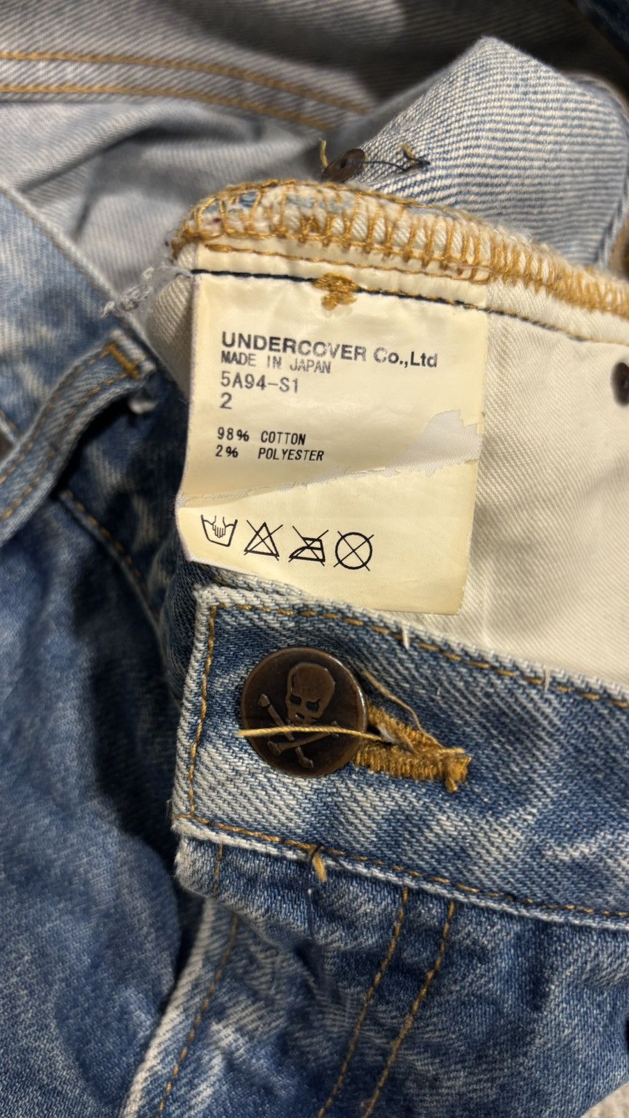 Undercover Undercover AW2005 Arts & Craft Boro Heart Denim Skirt Size 31" - 15 Thumbnail