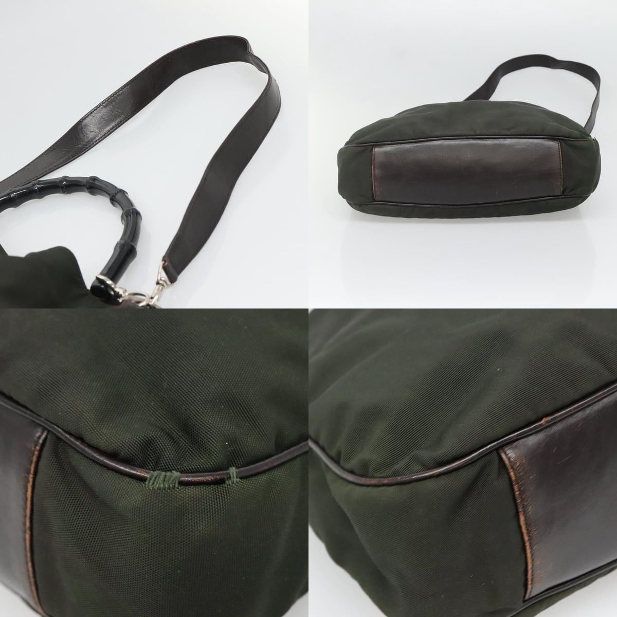 Gucci GUCCI Bamboo Hand Bag Nylon Khaki Silver 001 1577 001 1577 Size ONE SIZE - 10 Thumbnail