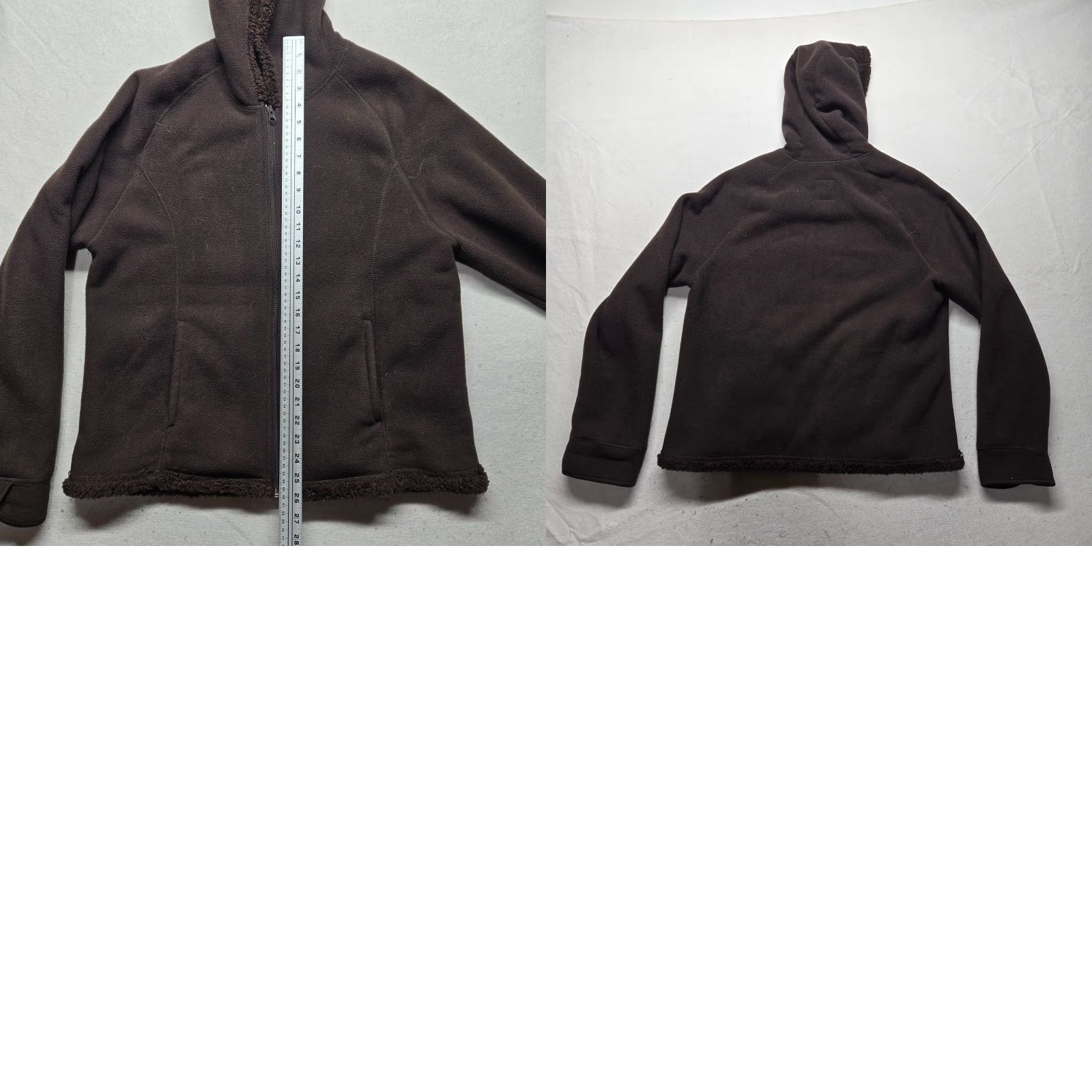 Faded Glory Faded Glory Jacket Fleece Solid Brown Hood Long Sleeve Adult Women's XL Brown Faded Glory Jacket, Solid, Fleece, Hooded, Zip, Regular Fit, Women Size XL / US 12-14 / IT 48-50 - 8 Thumbnail