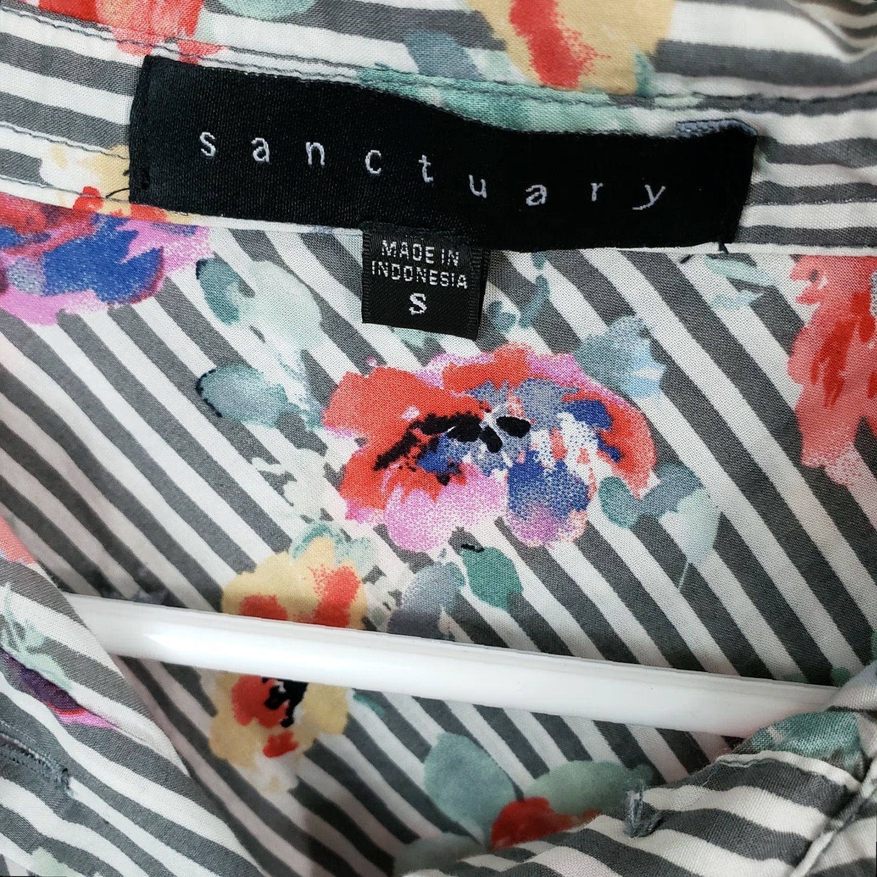 Sanctuary Sanctuary Button-Front Shirt Womens Small Pink White Floral 3/4 Sleeve Casual Cotton Size S / US 4 / IT 40 - 5 Thumbnail