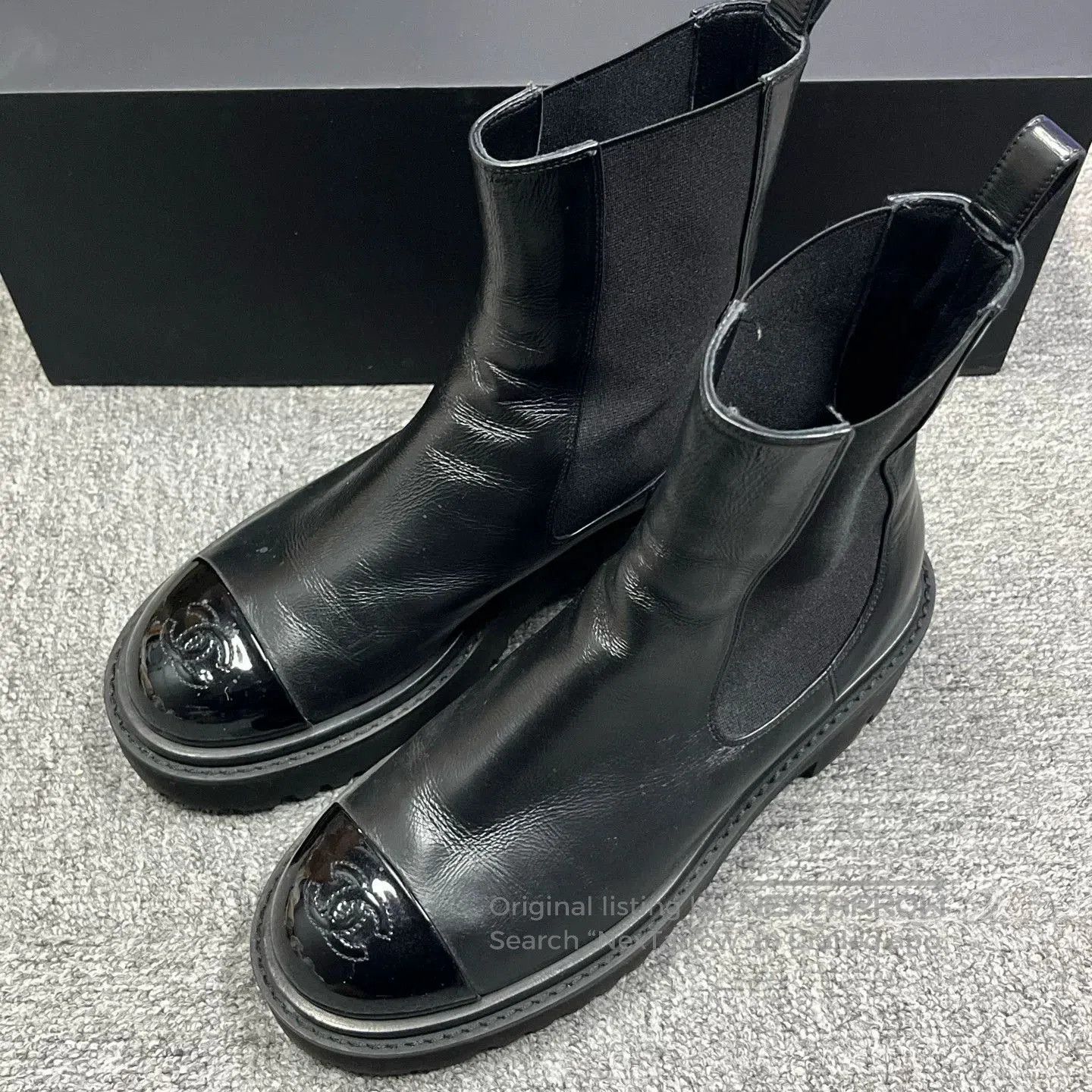 Chanel Chanel Black Crinkled Calfskin Chelsea Boots. Size US 5.5 / IT 35.5 - 2 Thumbnail