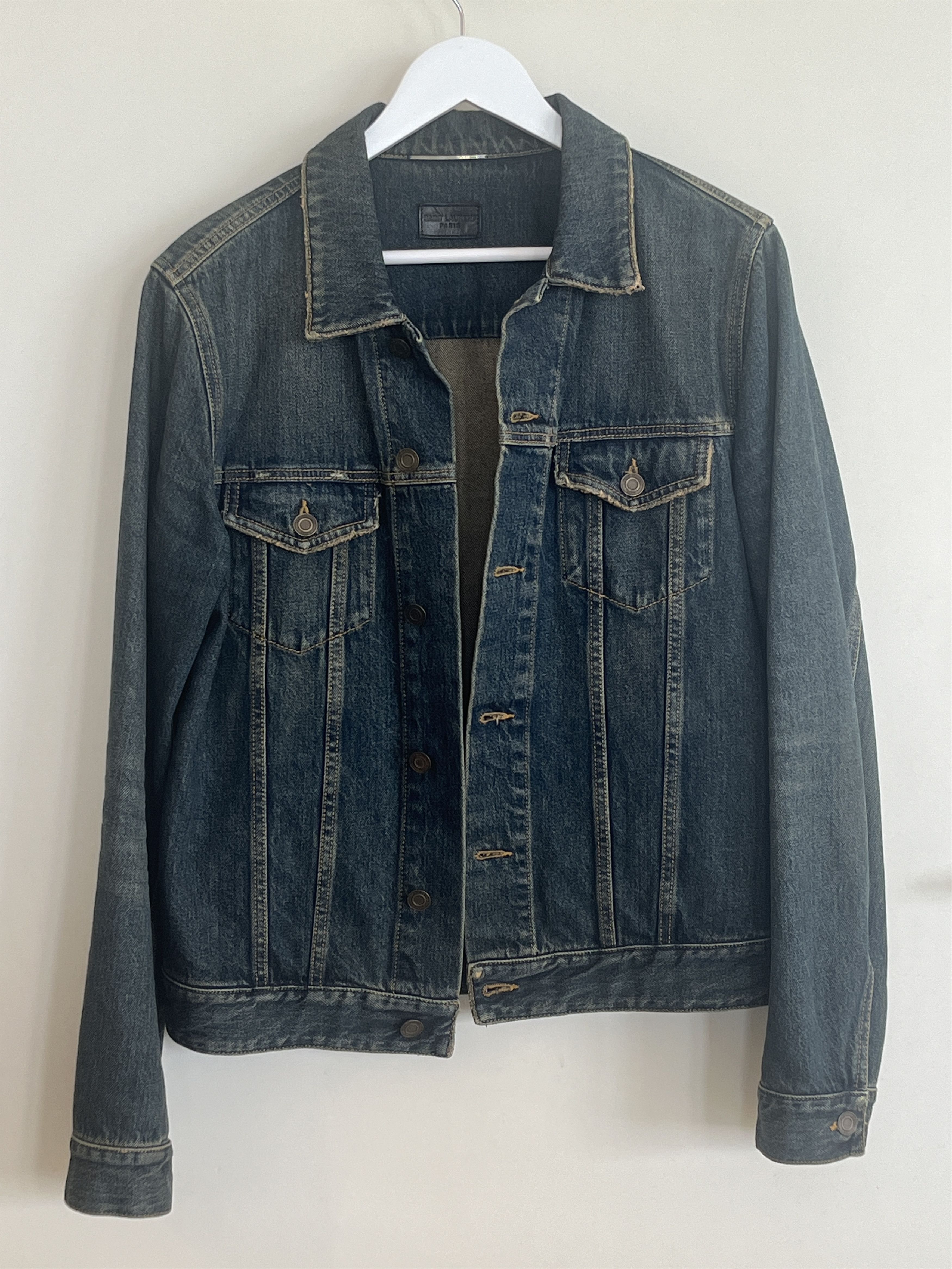 Saint Laurent Paris 15SS Dark Wash Denim Trucker Jacket Size US M / EU 48-50 / 2 - 1 Thumbnail