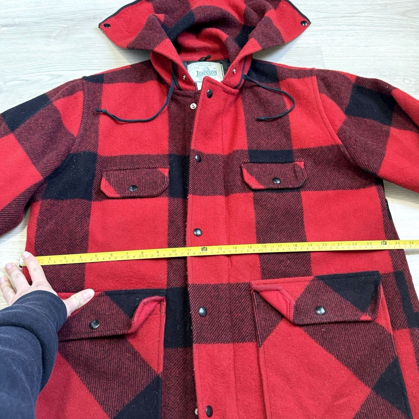Johnson Woolen Mills VINTAGE Johnson Woolen Mills Buffalo Plaid Hooded Wool Hunting Jacket 44 Mens Jacket Size US S / EU 44-46 / 1 - 7 Thumbnail