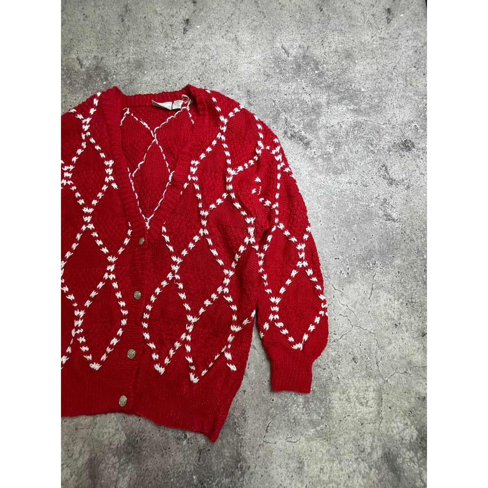Nordstrom Vintage Nordstrom Town Square Red Knit Cardigan Sweater L Size L / US 10 / IT 46 - 3 Thumbnail