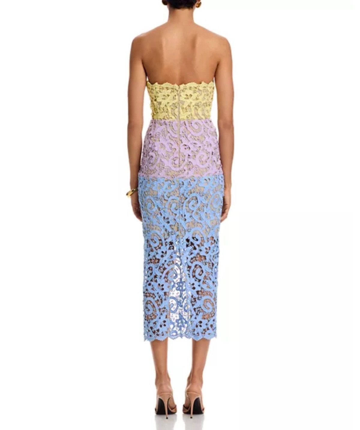 MILLY Milly Kait Colorblocked Lace Cocktail Dress size 10 Size L / US 10 / IT 46 - 5 Thumbnail