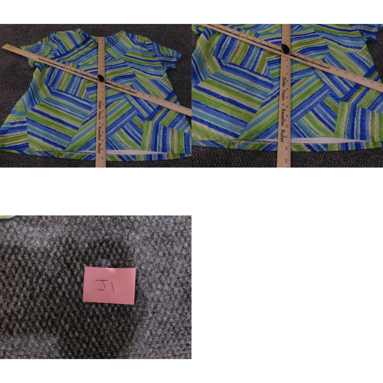 Vintage Alfred Dunner Shirt Womens PXL Blue Green Stripe Print Short Sleeve Beaded Neckline Petite Blouse Size XL / US 12-14 / IT 48-50 - 9 Thumbnail