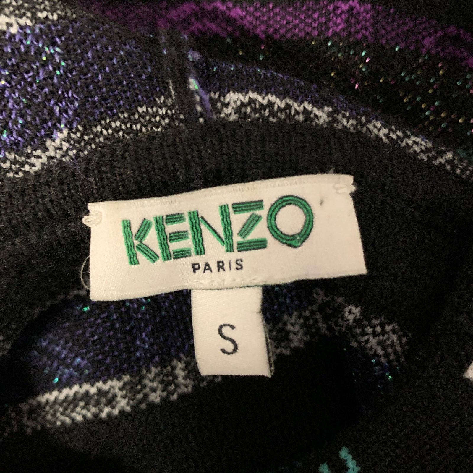 Kenzo KENZO Size S Black Metallic Wool Blend Logo Cropped Hoodie Size S / US 4 / IT 40 - 5 Thumbnail