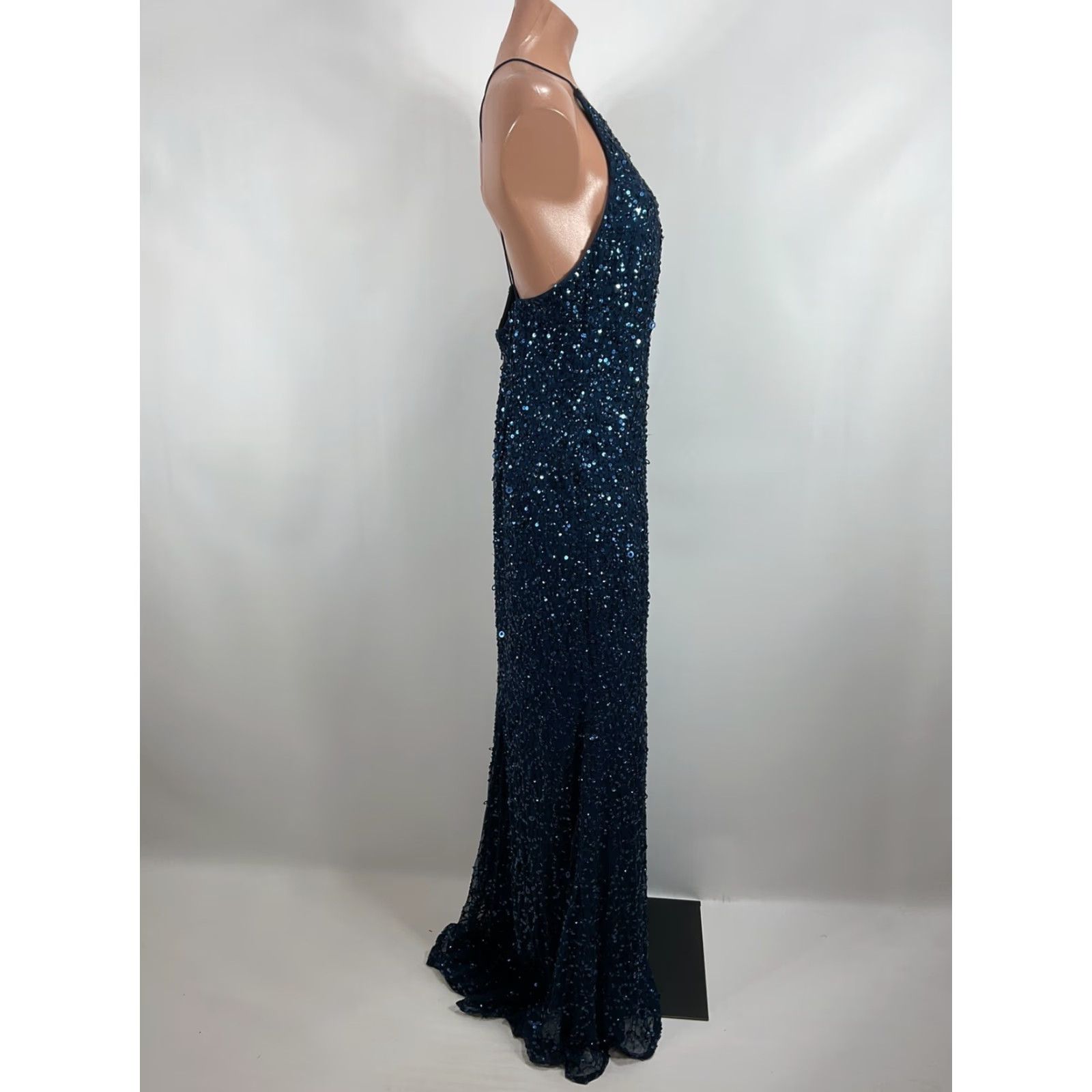 jersey halter dress Applique Jersey Halter Slit Gown by Poly USA 9614