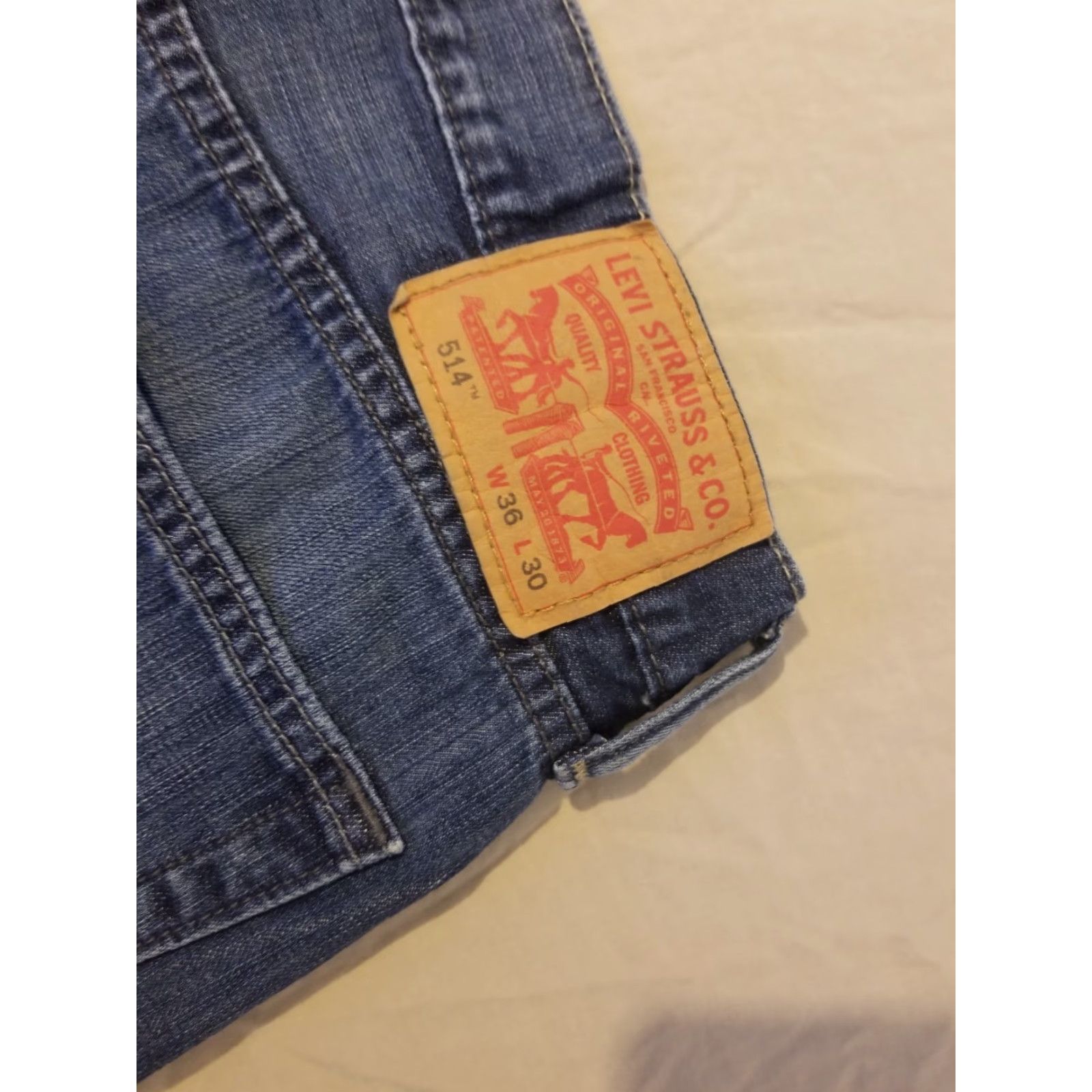 Levi's Mens Levi's 514 Slim Straight Denim Jeans 36x30 Blue Cotton 5-Pocket Regular Rise Mid Vintage No N/A Size US 36 / EU 52 - 2 Thumbnail