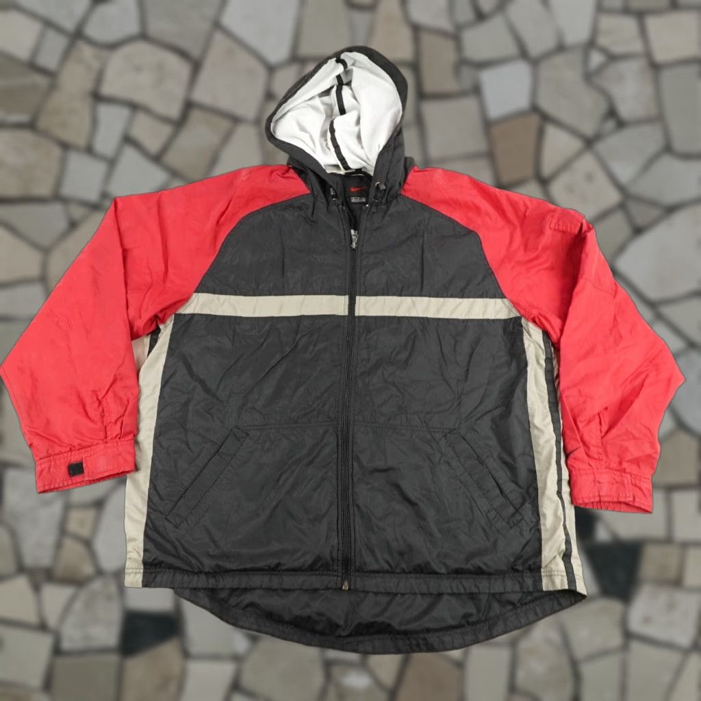 Nike VINTAGE Nike Jacket Mens XL Black Red Windbreaker Track Coat Lined Hoodie 90s Sports Wind-Resistant Zip Pockets Logo Size US XL / EU 56 / 4 - 1 Thumbnail