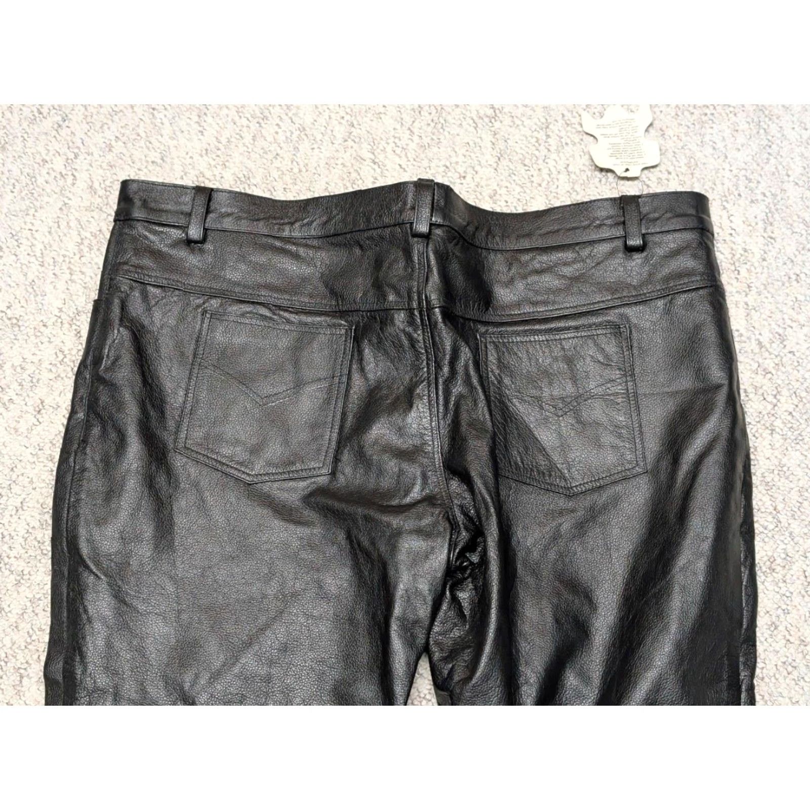 Vintage VINTAGE leather MOTORCYCLE pants BIKER jeans 48x32 black Cowhide Leather Mens Pants Size US 32 / EU 48 - 3 Thumbnail