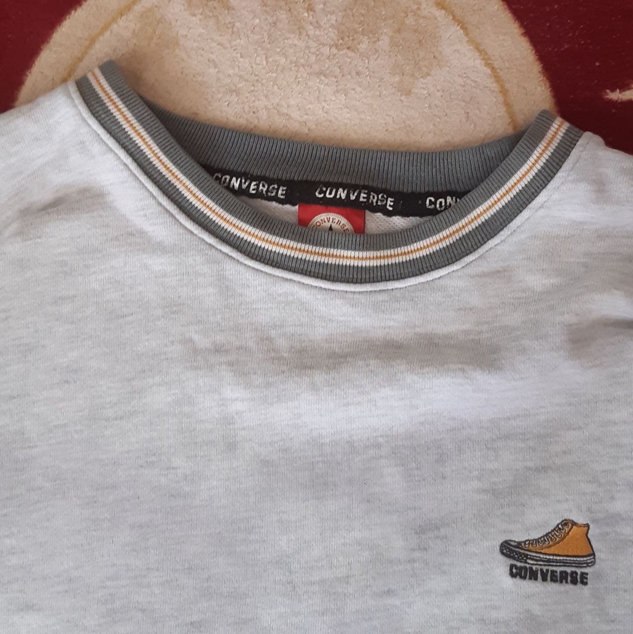 Converse × Vintage 1990s Converse Shoes Logo Sweatshirt Size US L / EU 52-54 / 3 - 3 Thumbnail