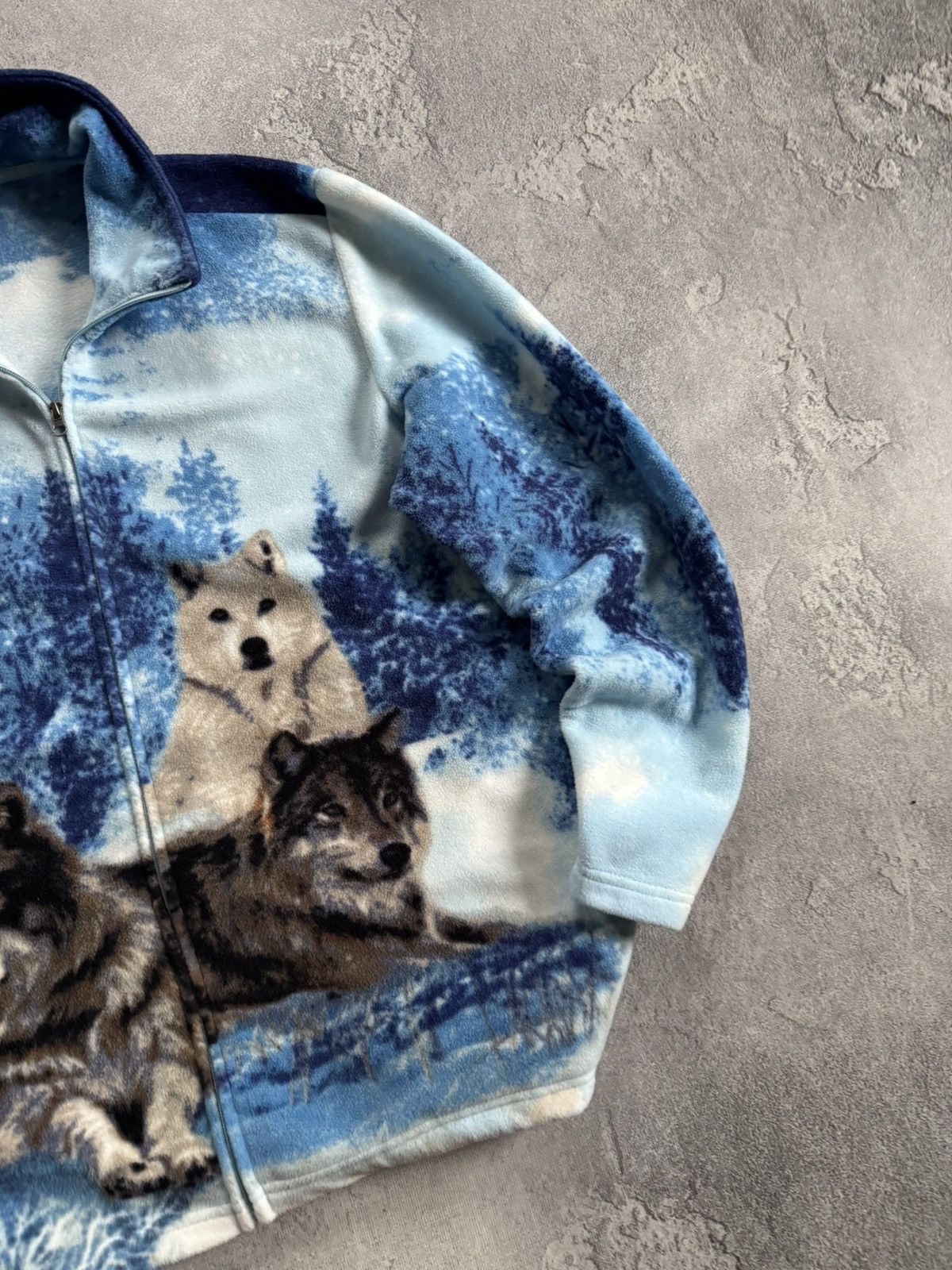 Vintage 90s Retro Animal print wolf atlas all printed fleece jacket Size US L / EU 52-54 / 3 - 4 Thumbnail