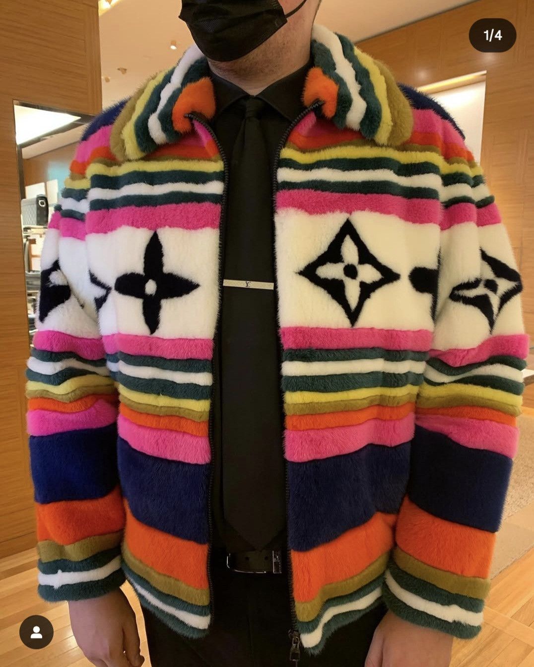 Louis Vuitton Louis Vuitton MultiColor Patchwork Striped Mink Jacket Size L / US 10 / IT 46 - 5 Thumbnail