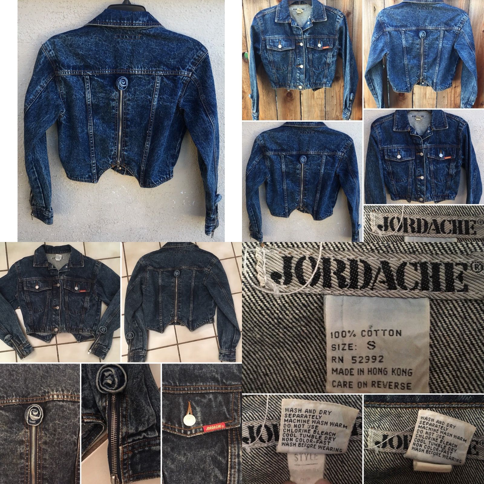 Jordache VINTAGE Jordache Denim Jacket Cropped Zipper Back Flowers Acid Wash Denim S 1980s Blue Womens Size S / US 4 / IT 40 - 8 Thumbnail