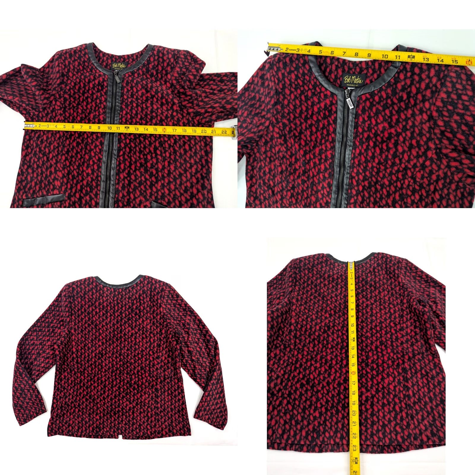 Bob Mackie Bob Mackie Wearable Art Fleece Jacket Womens M Red Multicolor Zip Pockets Full Zip Lightweight Animal Print Jacket Size M / US 6-8 / IT 42-44 - 8 Thumbnail