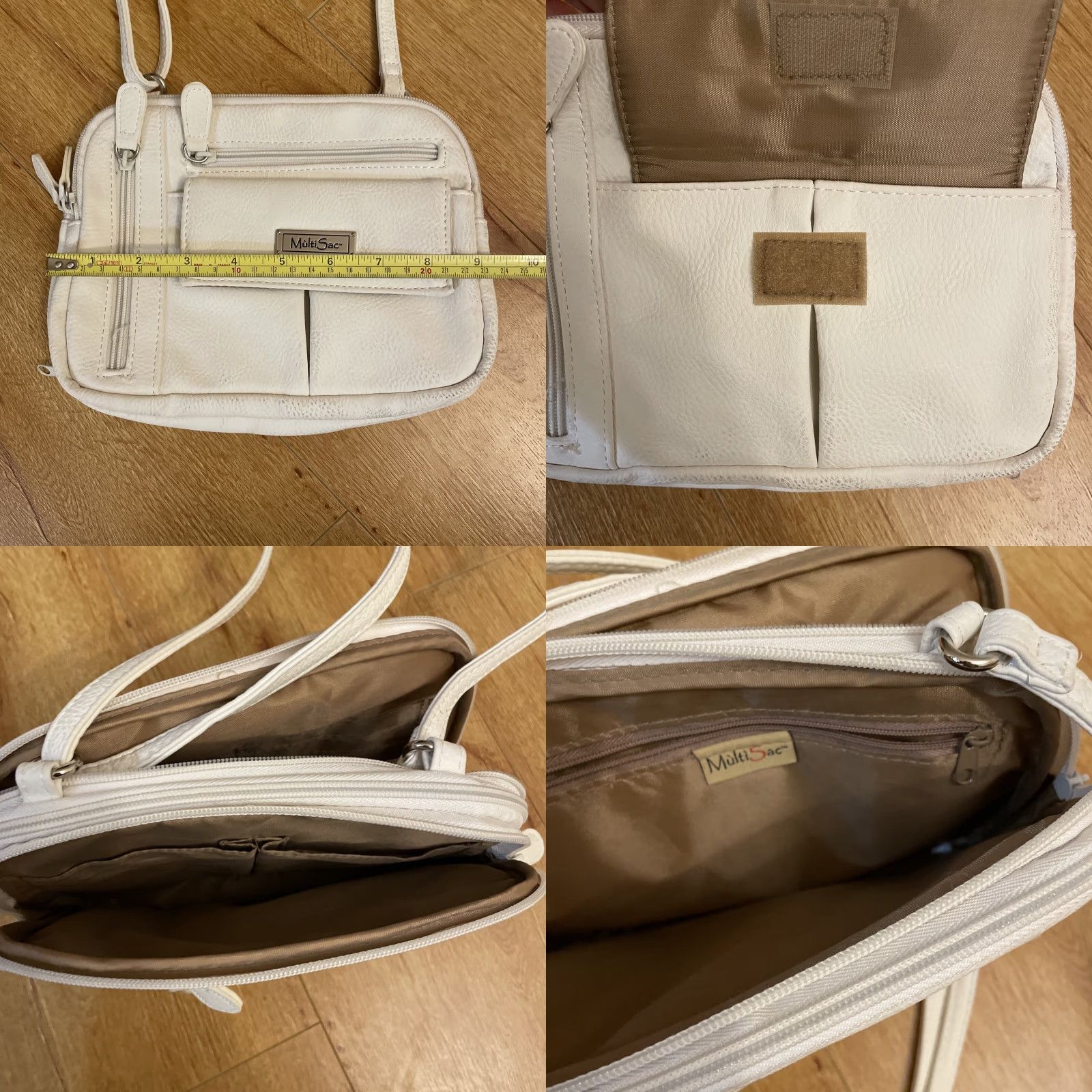 Vintage VINTAGE MultiSac Haven White Vegan Leather Crossbody Handbag Pockets Boho Women Medium Crossbody Bags Mens? Size ONE SIZE - 8 Thumbnail