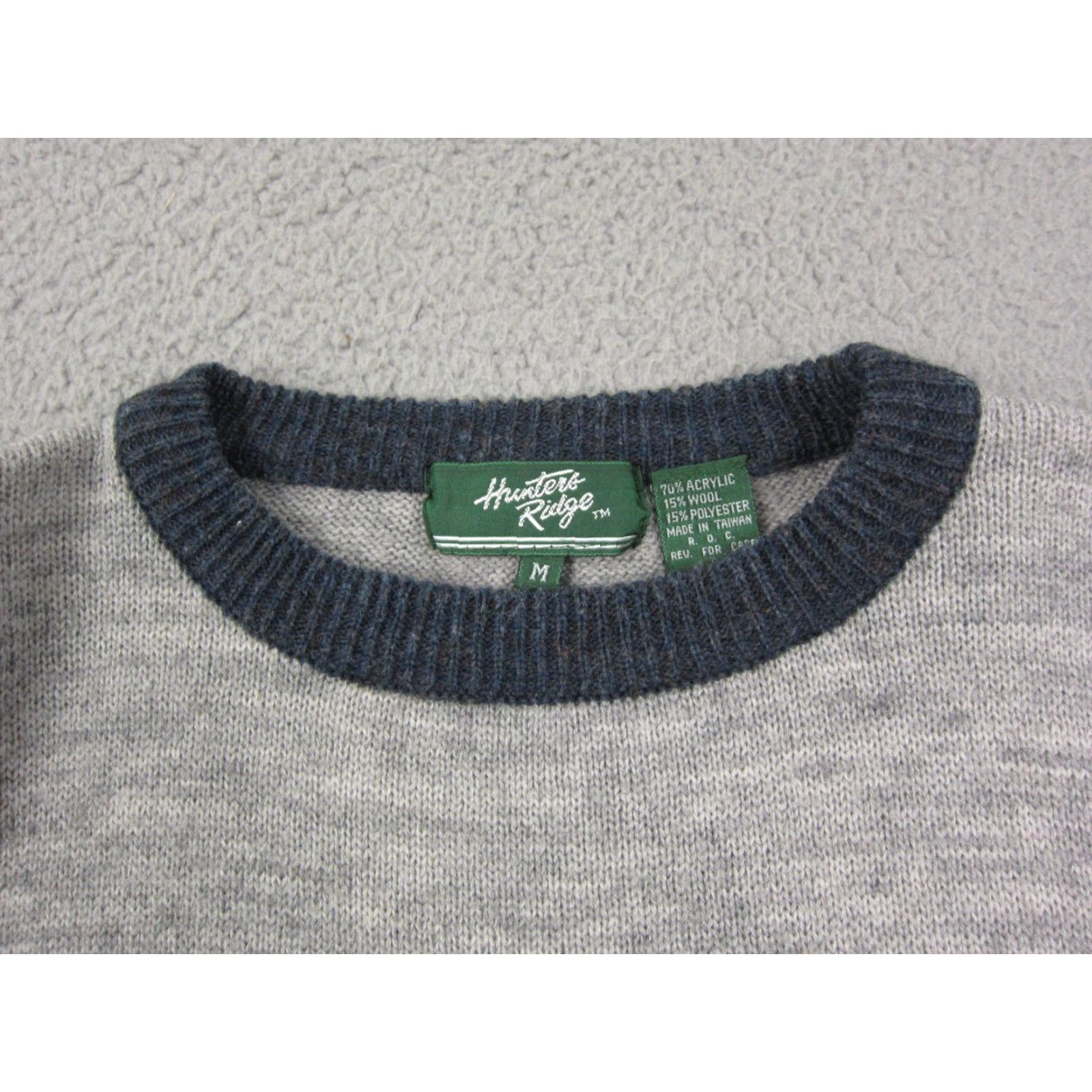 Hunter VINTAGE Hunters Ridge Sweater Womens M Gray Blue Wool Knit Stripe 70s 80s Size M / US 6-8 / IT 42-44 - 3 Thumbnail