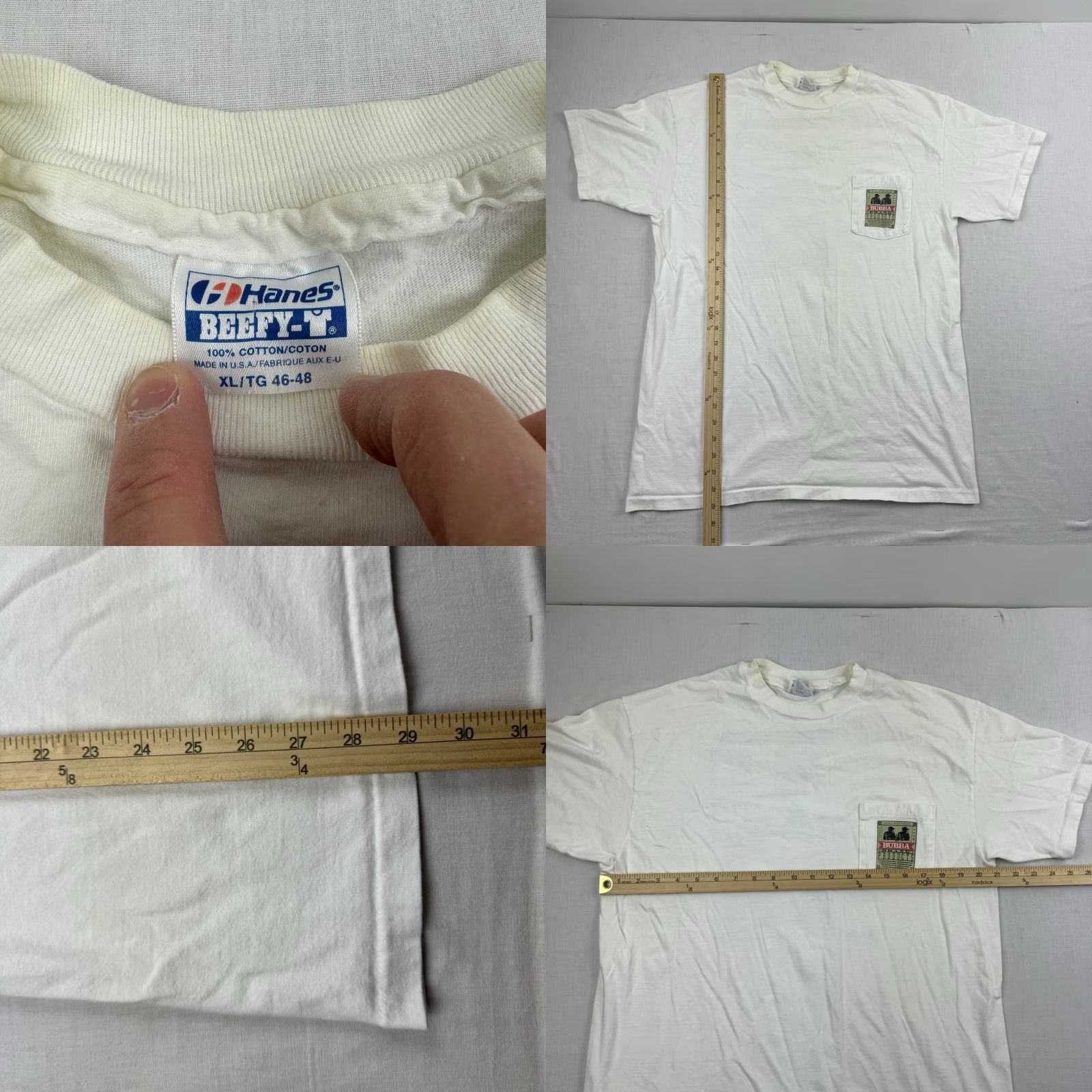 Hanes VINTAGE Bubba Products Promo Shirt Adult XL White Thrashed Charleston 90s Funny Size US XL / EU 56 / 4 - 8 Thumbnail