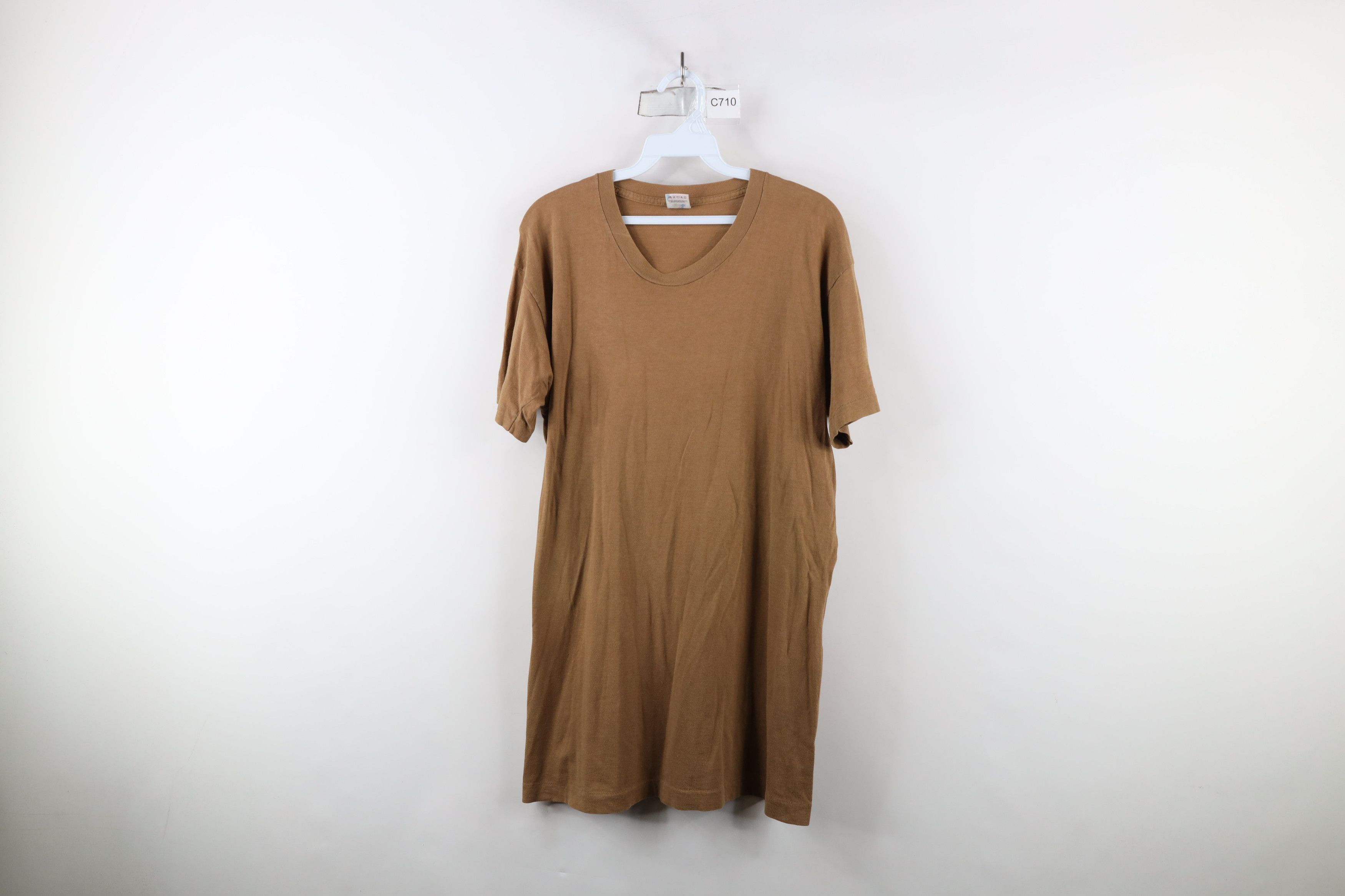 Vintage Vintage 90s Streetwear Blank Combed Cotton T-Shirt Brown USA Size US L / EU 52-54 / 3 - 1 Thumbnail