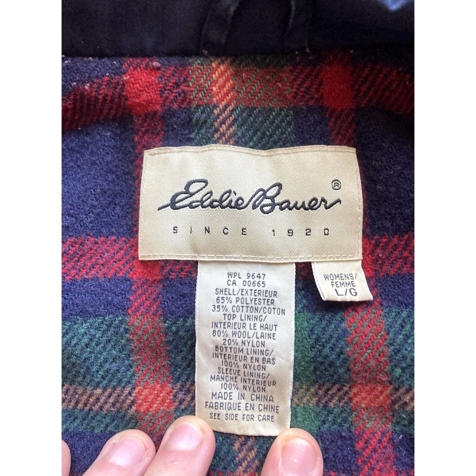Eddie Bauer VINTAGE Eddie Bauer Hooded Barn Jacket Womens Large Navy Blue Wool Lined Chore Coat Size L / US 10 / IT 46 - 5 Thumbnail