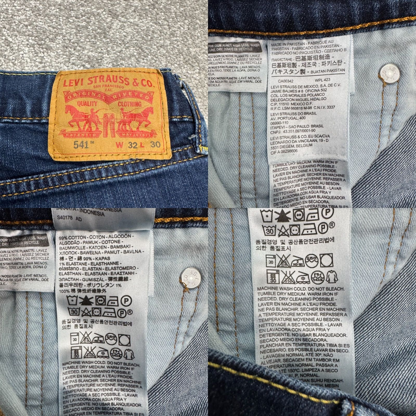Levi's Levi's 541 Athletic Fit Jeans Mens 32x30 Blue Dark Wash Water Less Denim Cotton 5-Pocket City Grunge N/A Size US 32 / EU 48 - 8 Thumbnail