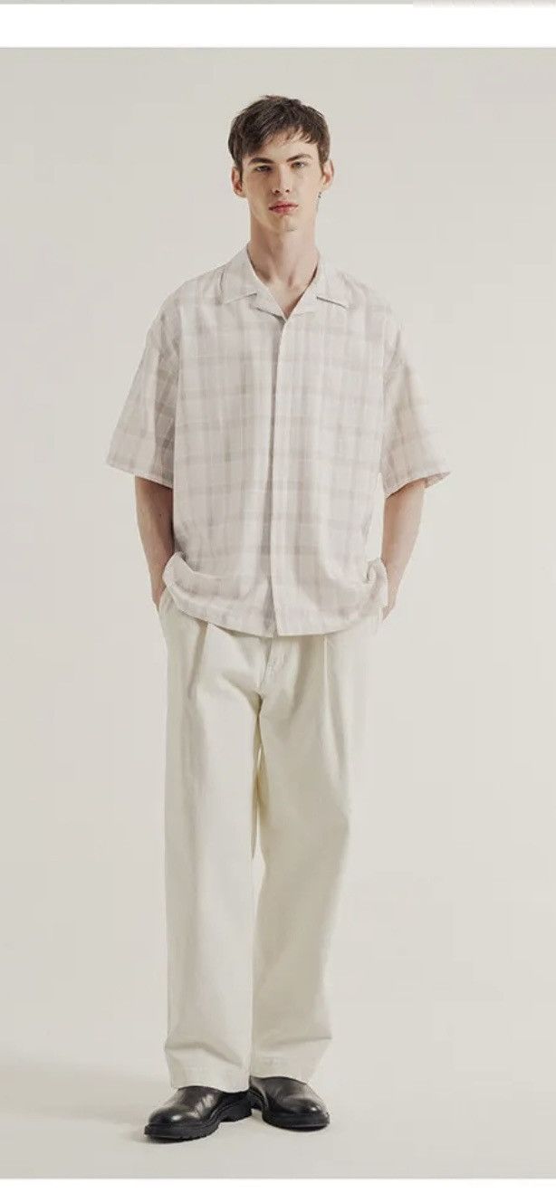 Beams Plus BESLOW Open Collar Check Half Sleeve Shirt Beige Check Size US L / EU 52-54 / 3 - 14 Thumbnail