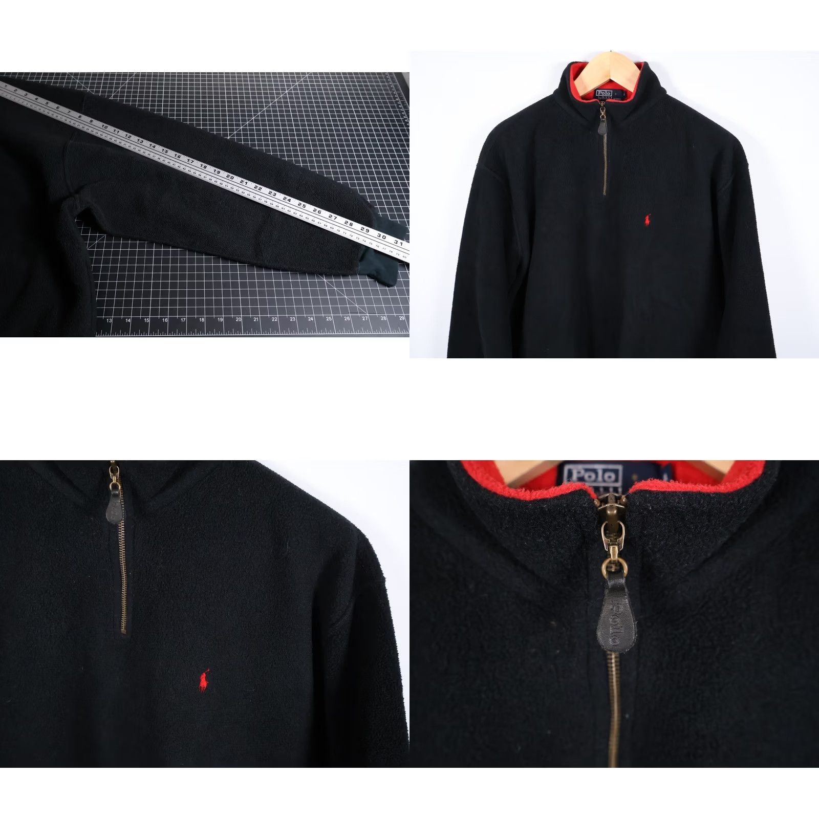 Polo Ralph Lauren VINTAGE Polo Ralph Lauren Fleece Jacket Shirt XL Black Red 1/4 Zip Mock Neck Mens Size US XL / EU 56 / 4 - 8 Thumbnail