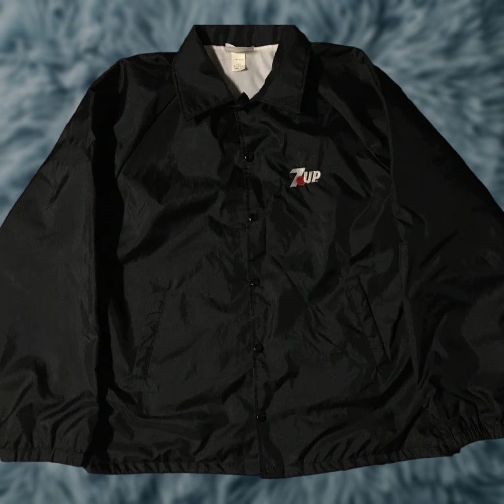 Vintage VINTAGE 80s 7UP Soda Promo Windbreaker Jacket L USA Black Mens Grunge Biker Rock Retro Coca Cola 7UP Logo Size US L / EU 52-54 / 3 - 1 Thumbnail