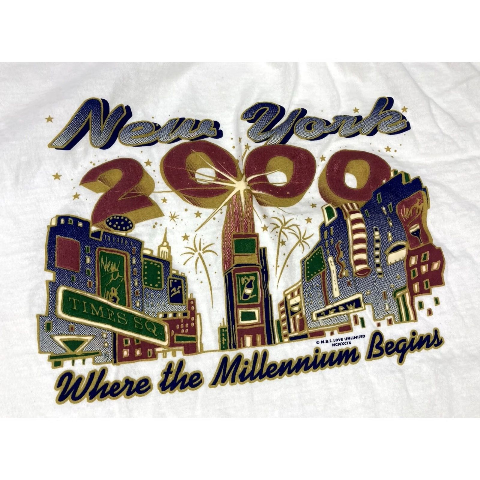 Vintage VINTAGE New York 2000 Where The Millenium Begins Graphic T-shirt Men XL Shirt Mens White 90s City Logo Size US XL / EU 56 / 4 - 2 Thumbnail