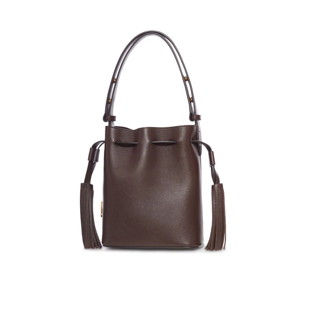 VALENTINO GARAVANI Dark Coffee Small Bucket Bag New