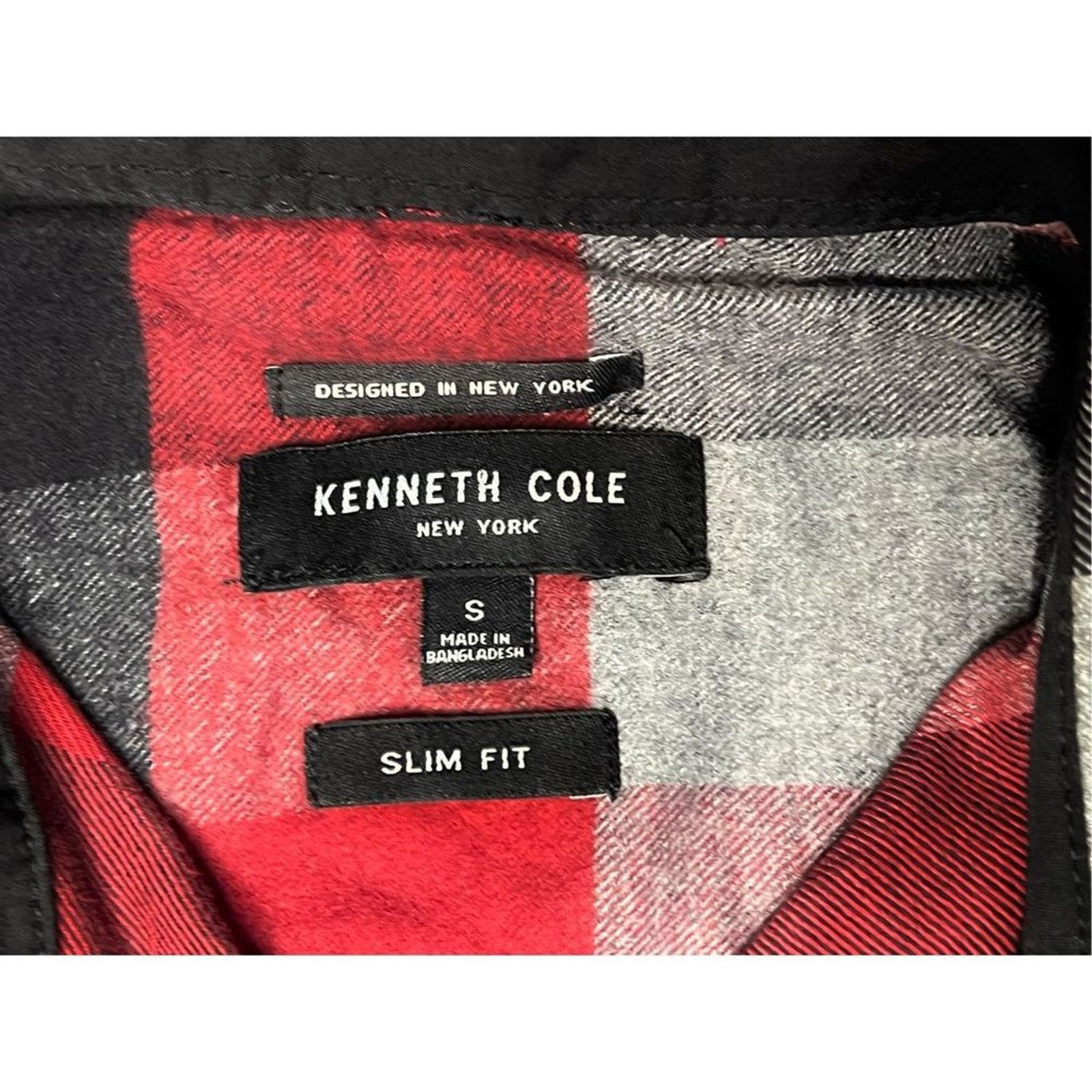 Kenneth Cole Kenneth Cole Slim Fit Stretch Red Flannel BU Shirt SMALL Size US S / EU 44-46 / 1 - 3 Thumbnail