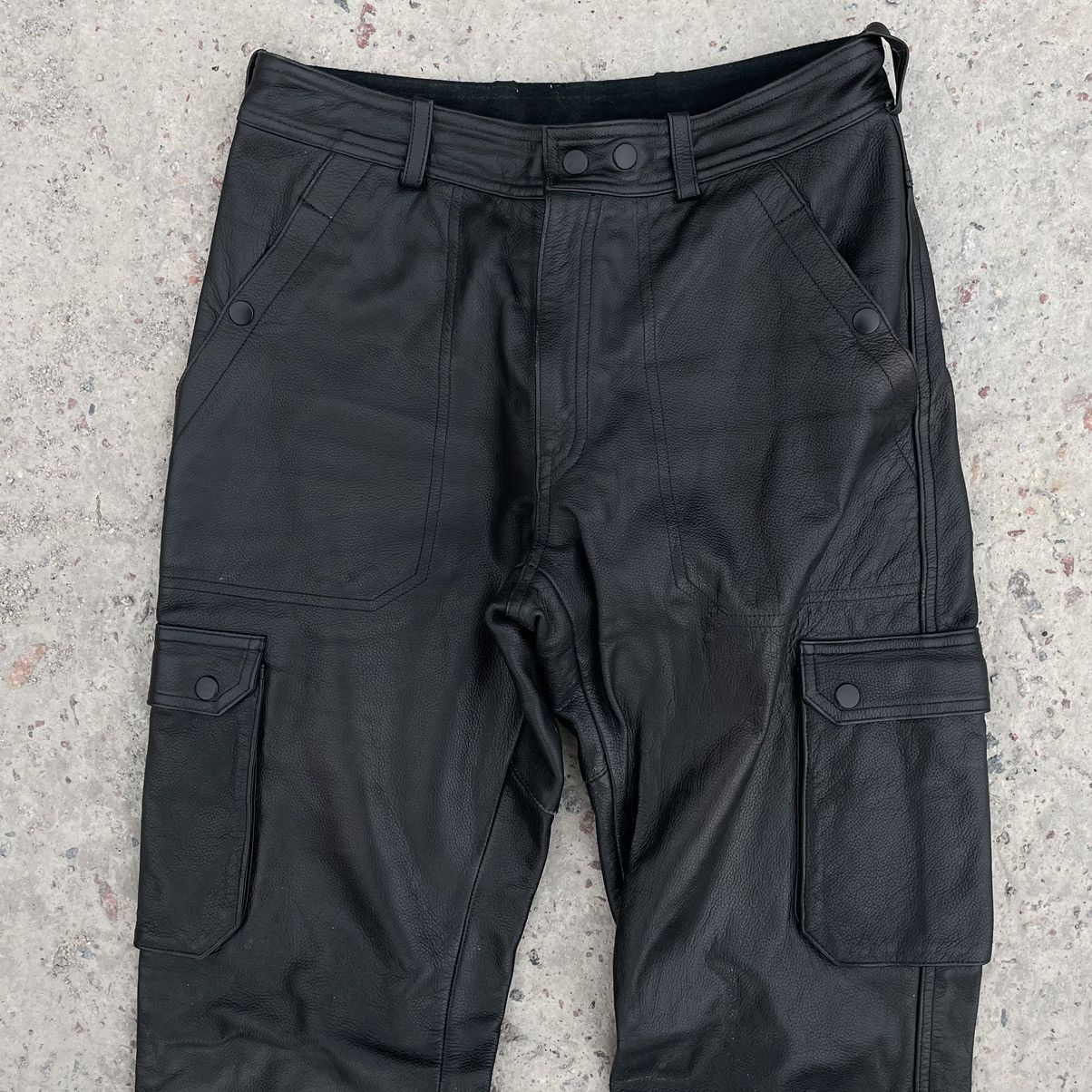 Vintage Vintage Moto Jeans Leather Cropped 48 Pants Y2K 90s USA Size US 31 - 4 Thumbnail