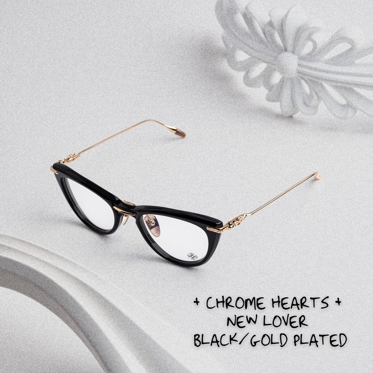 Chrome Hearts CHROME HEARTS NEW LOVER BLACK GOLD PLATED GLASSES Size ONE SIZE - 1 Thumbnail