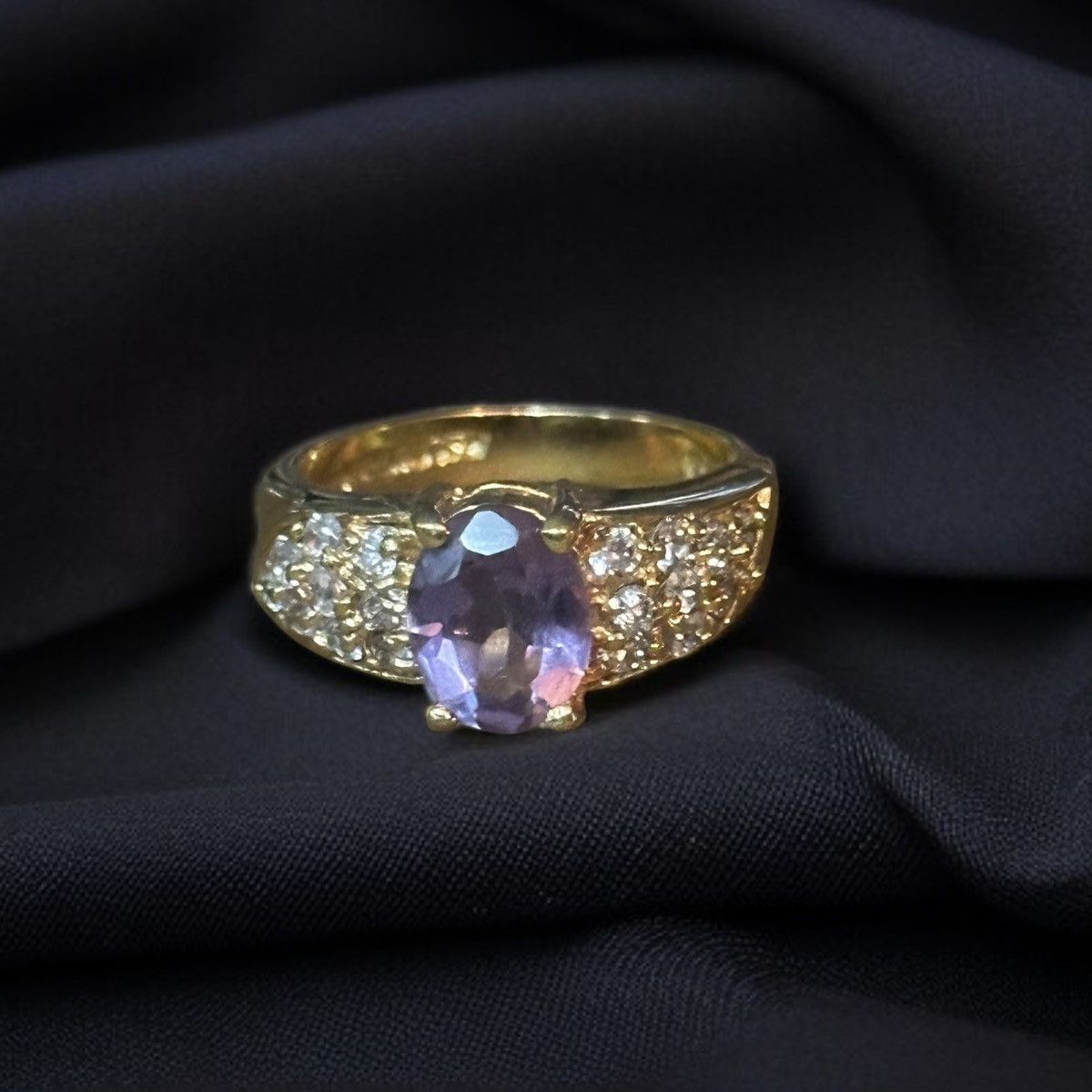 Vintage Vintage LIND 14KHGE amethyst & simulated diamonds ring Size ONE SIZE - 1 Thumbnail