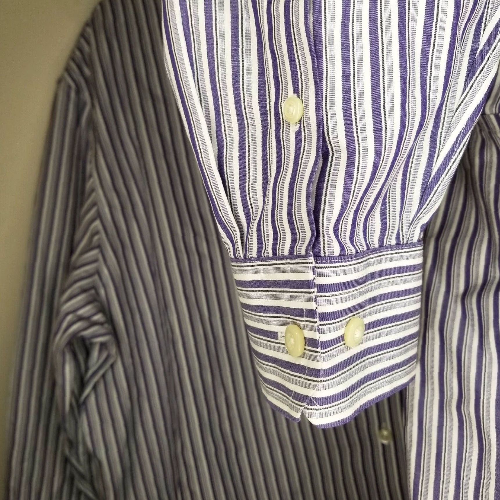 Banana Republic BANANA REPUBLIC Men's Purple White Striped Long Sleeve Button-Up Shirt Size L Size US L / EU 52-54 / 3 - 4 Thumbnail