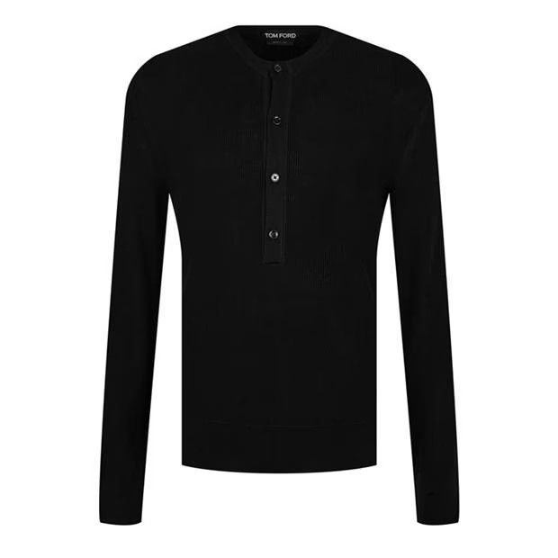 Tom Ford o1g2r1mq0724 Henley Long Sleeve T-Shirts in Black Size US L / EU 52-54 / 3 - 1 Thumbnail