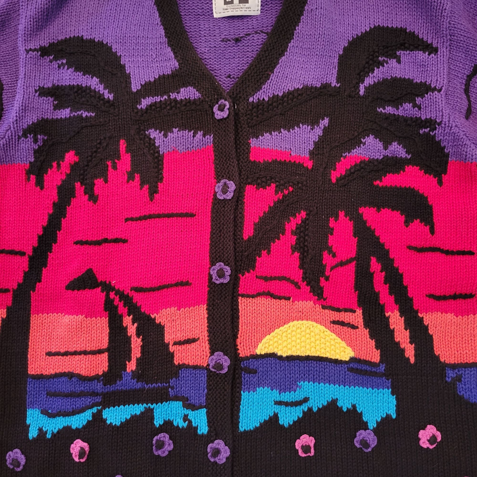 Vintage Storybook Knits Sunset Beach Cardigan Sweater Palm Tree M Size M / US 6-8 / IT 42-44 - 5 Thumbnail