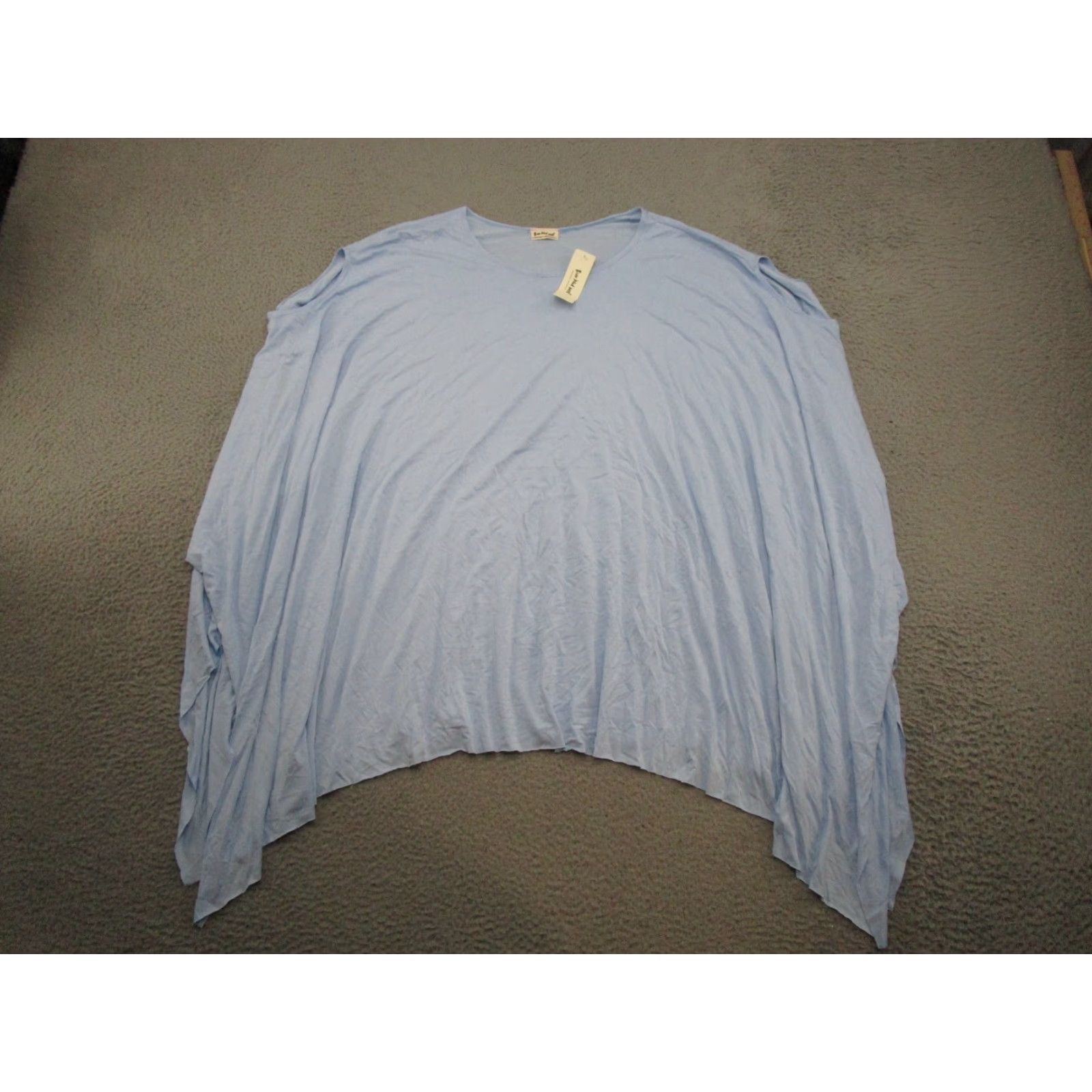 Vintage Three Bird Nest Poncho One Size Blue Oversized Stretch Rayon NEW Size ONE SIZE - 2 Thumbnail