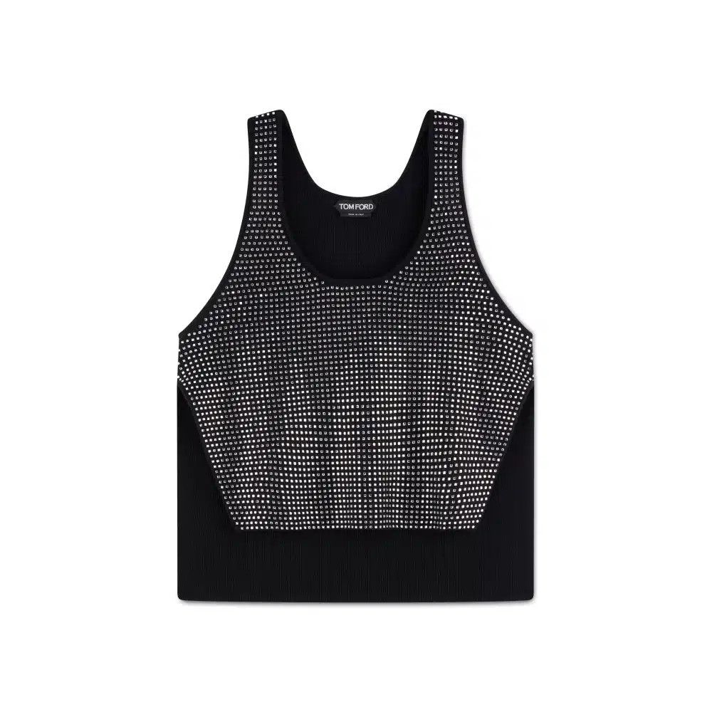 o1loc1c1224 TSK278 Embellished Square Top in Black
