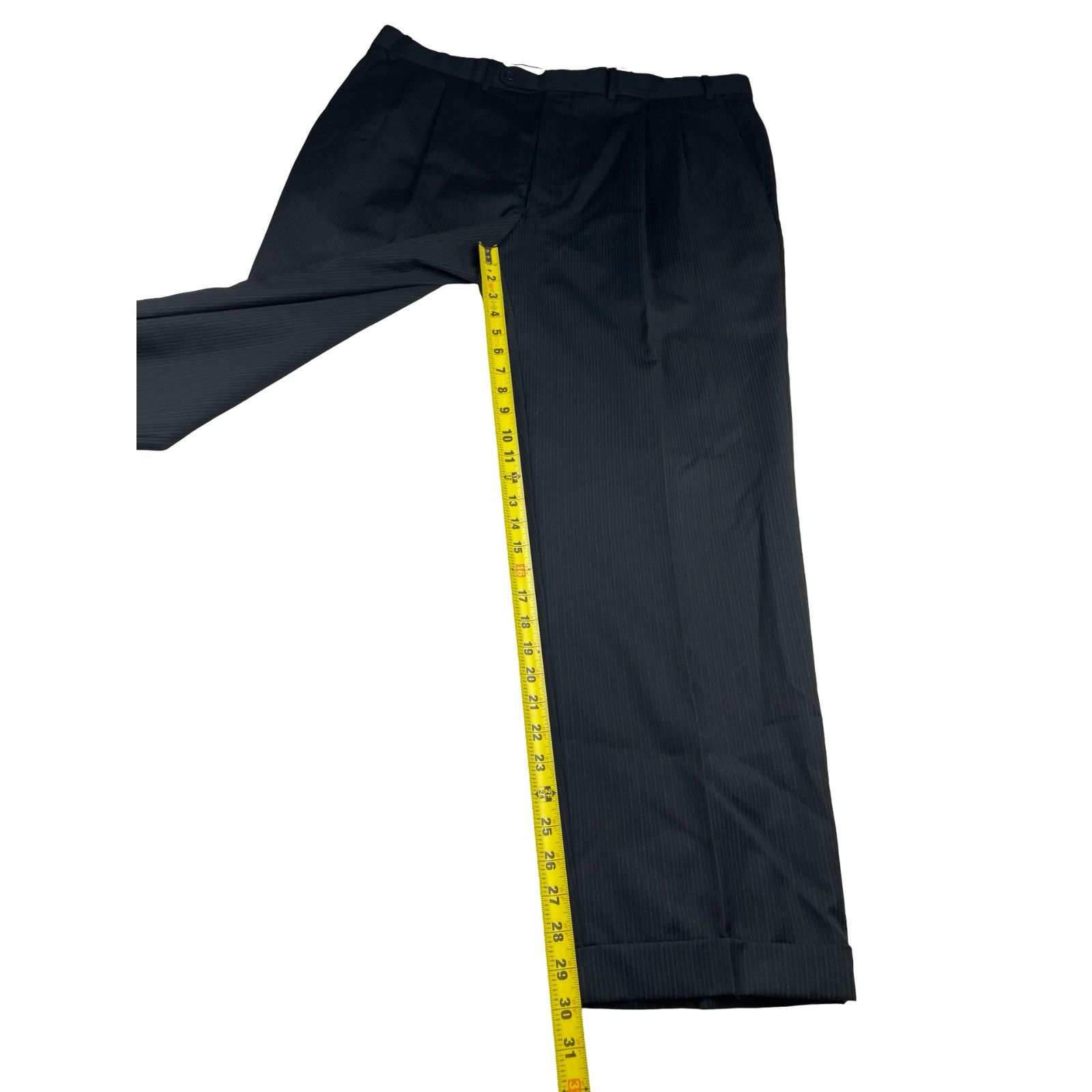 Jack Victor Jack Victor Men’s Valentino 100% Wool Suit Black/Blue Stripe Size 40L - 16 Thumbnail