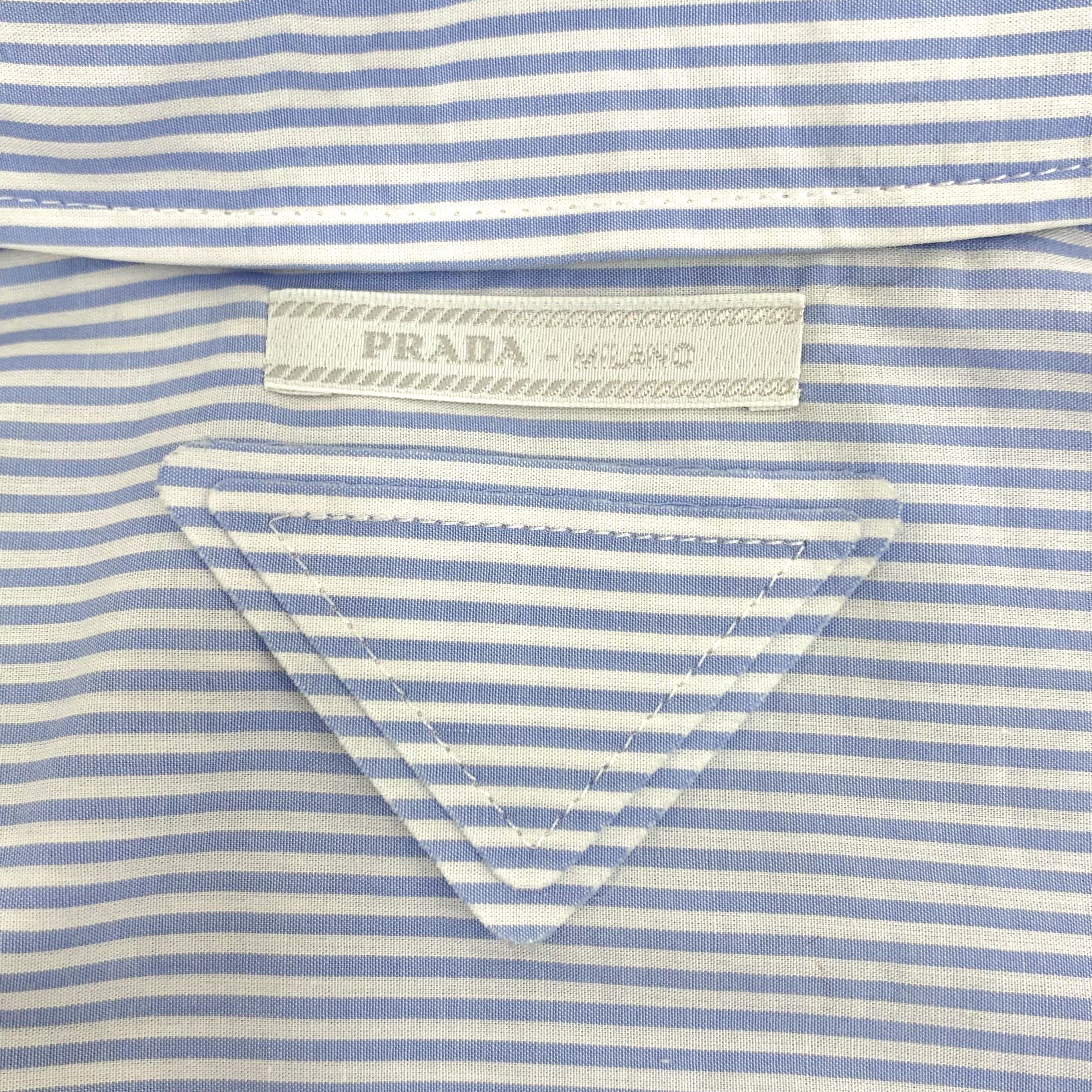 Prada Prada Striped Logo Shirt Dress Blue-White (S) Size S / US 4 / IT 40 - 6 Thumbnail