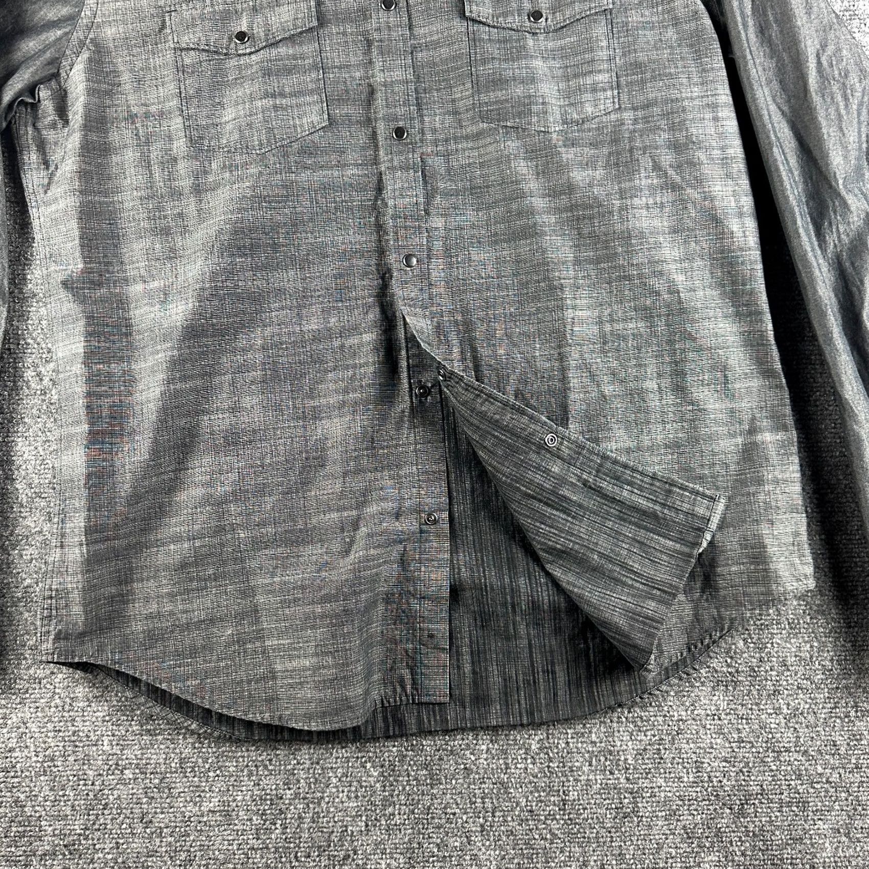 Express Express Shirt Mens Large Fitted Snap Up Western Style Gray Cotton Pockets Size US L / EU 52-54 / 3 - 6 Thumbnail