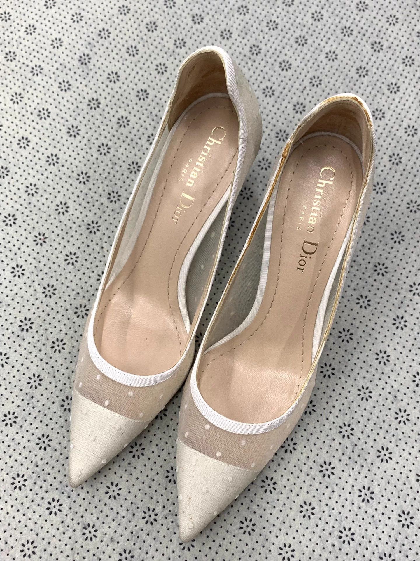 Dior Dior white polka dot tulle heels EU36 Size US 5 / IT 35 - 1 Thumbnail