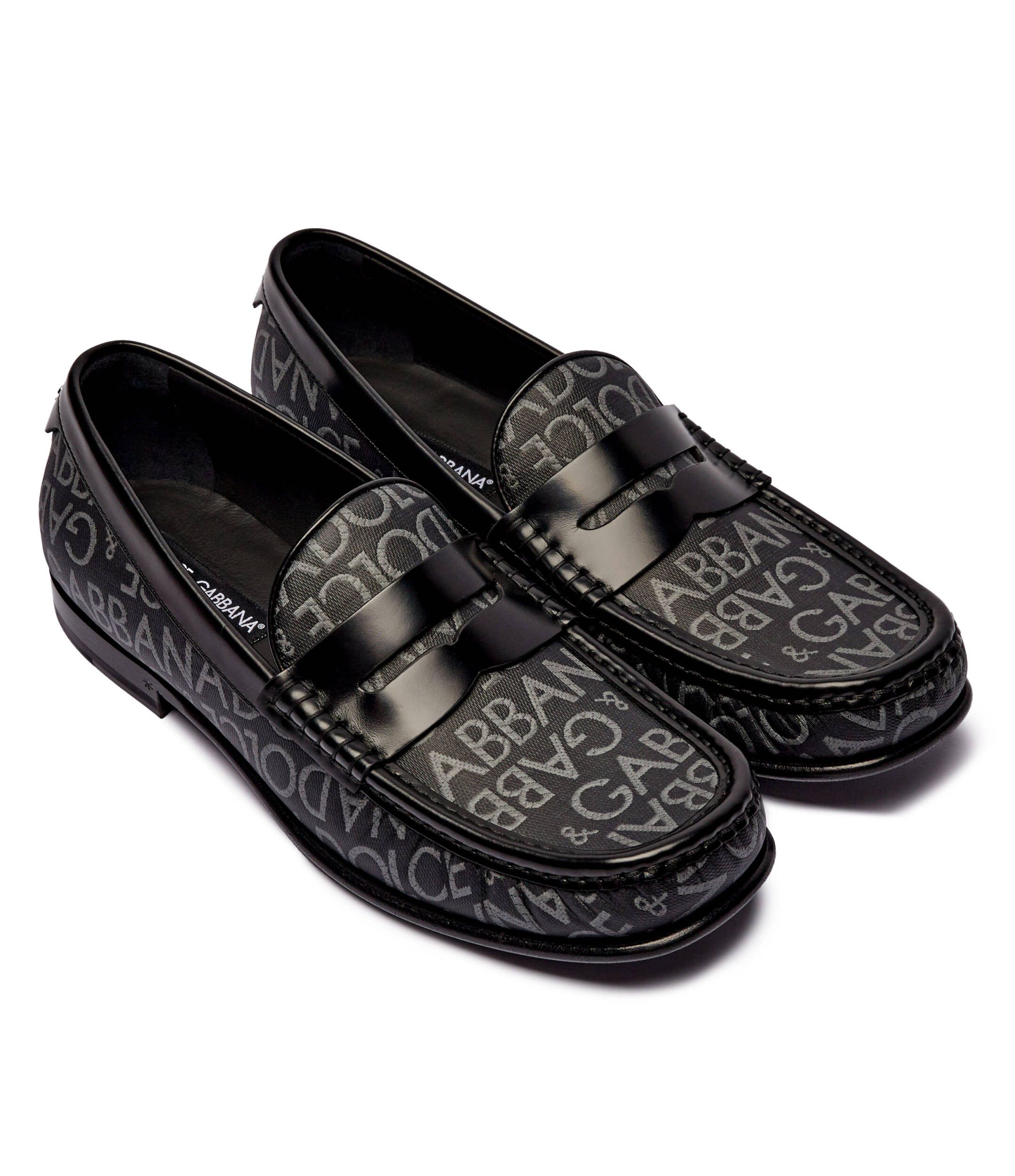 Dolce & Gabbana o1s22i1n0225 Jacquard Canvas Loafers in Grey Black Size US 10 / EU 43 - 6 Thumbnail