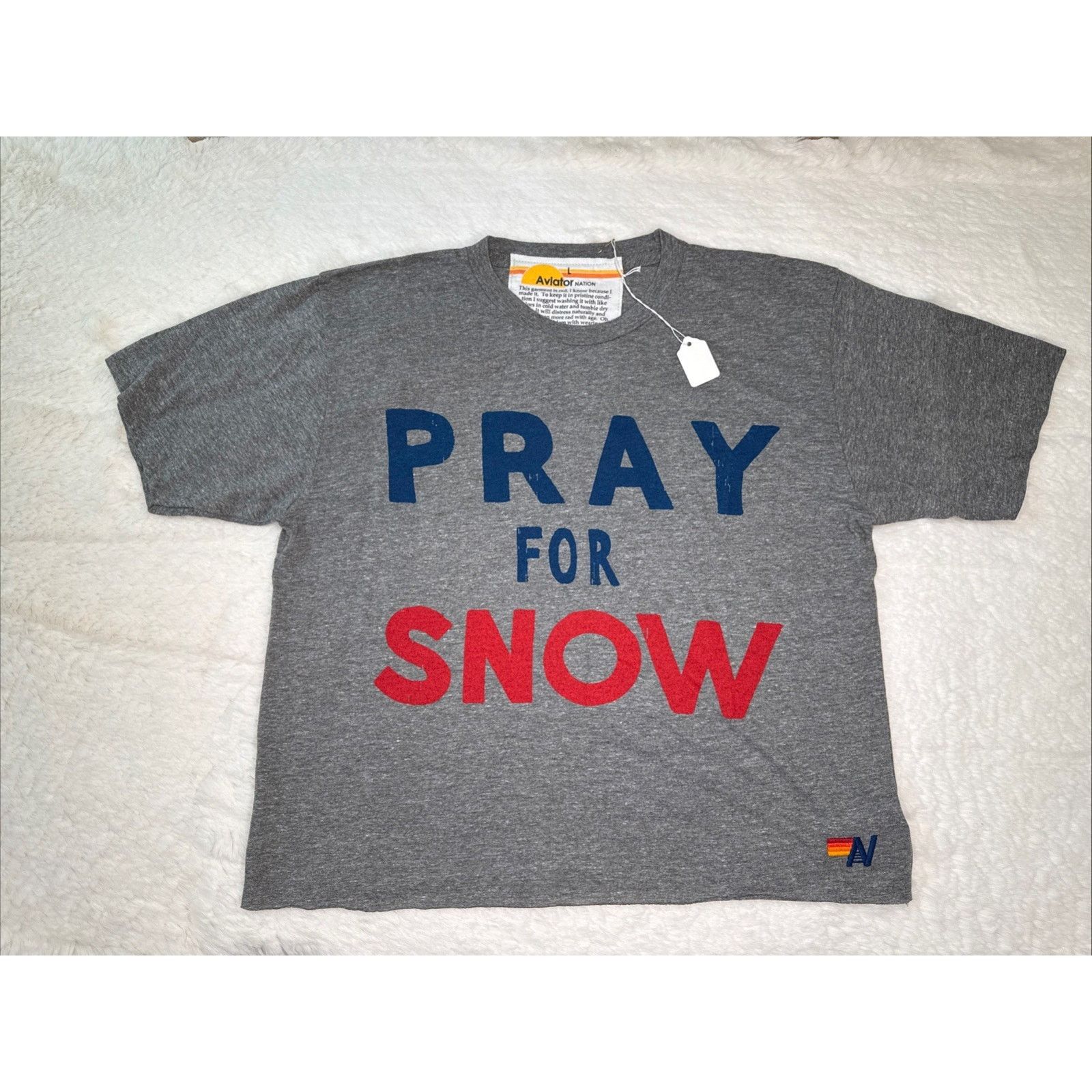 Aviator Nation AVIATOR NATION-Pray For Snow Relaxed Tee-Women’s New Size L / US 10 / IT 46 - 1 Thumbnail