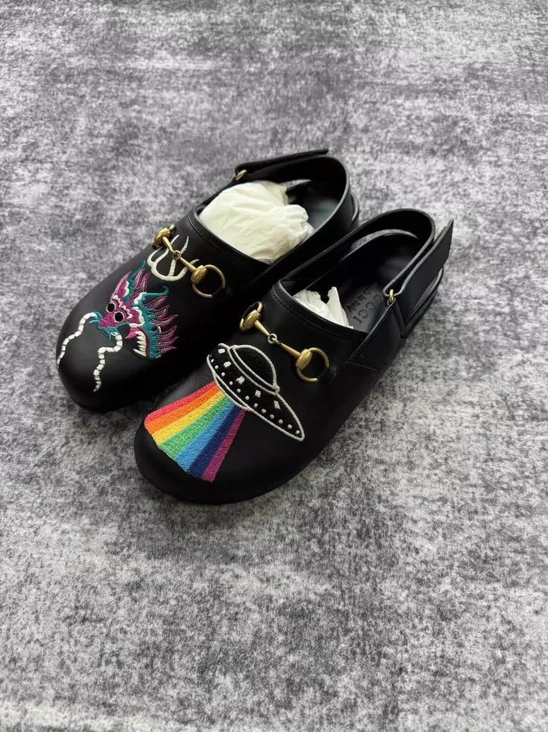 Gucci Gucci Black Embroidered SlipOn Sandals-2505 Size US 8 / EU 41 - 2 Thumbnail