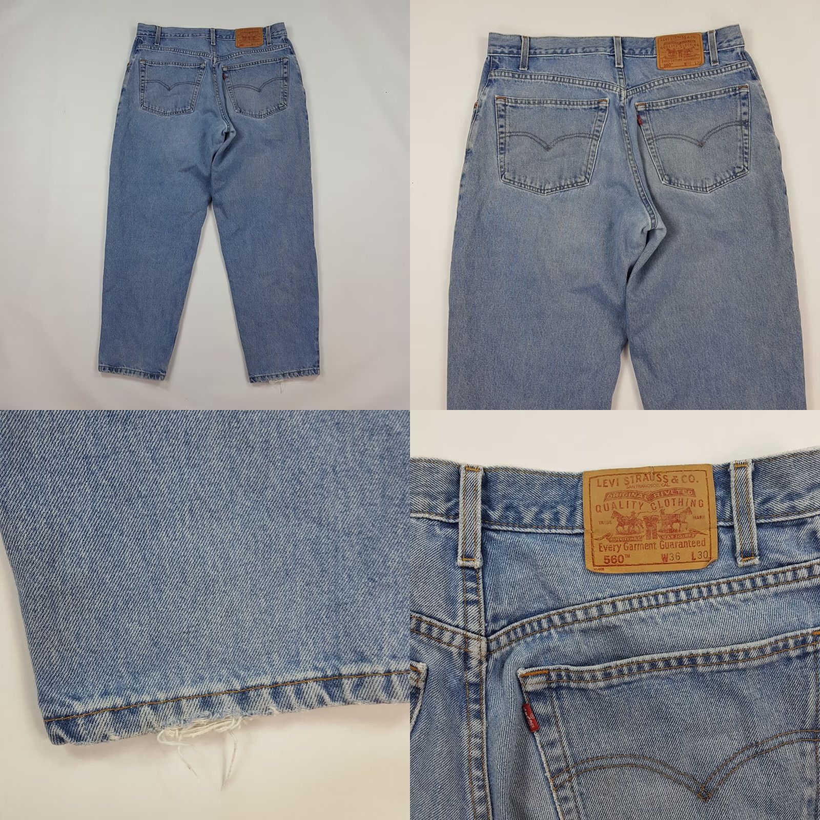 Levi's VINTAGE Levi's 560 Jeans Mens 36x30 Denim Blue Loose Fit Tapered 90s Grunge Rock Skater Pants Size US 36 / EU 52 - 8 Thumbnail